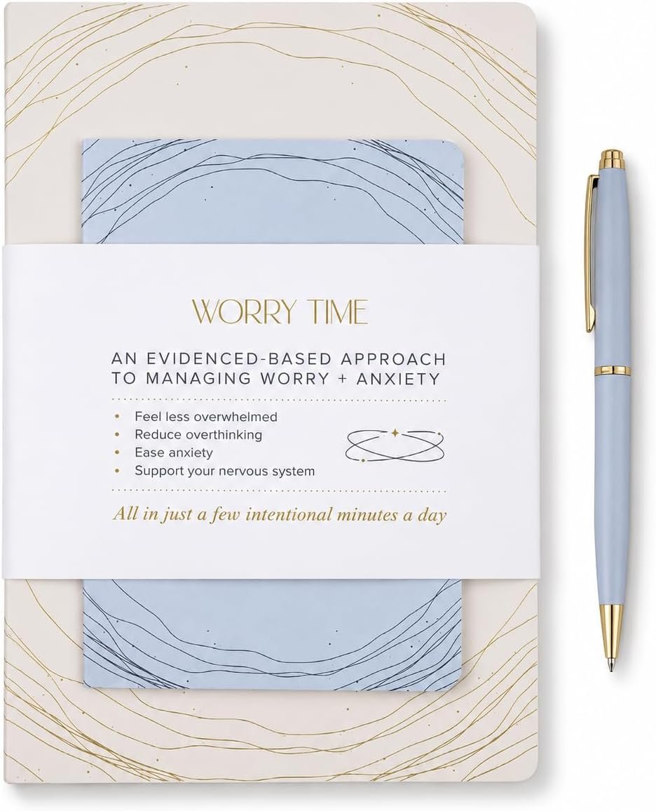 Worry Journal for Anxiety Relief & CBT Guided Prompts, Mental Health Gift