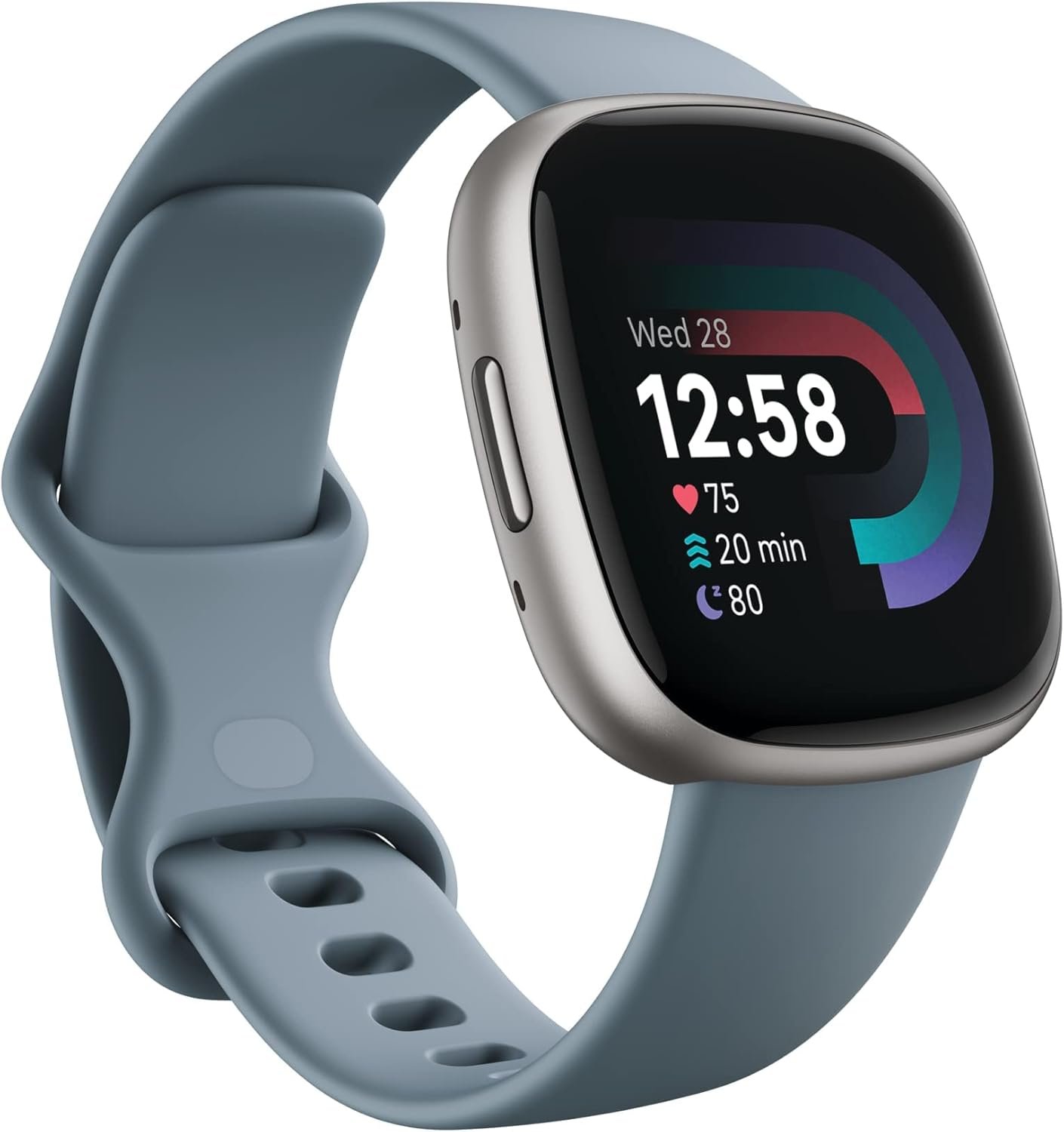 Google Fitbit Versa 4 Fitness Smartwatch, – Waterfall Blue/Platinum | Daily Readiness, 3-month Google Health Premium Membership included, GPS, 40+ exercise modes, sleep tracking