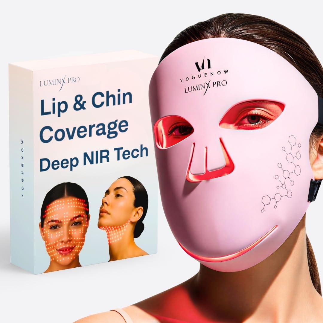 LuminX Pro LED Red Light Therapy Mask for Wrinkles & Acne | FDA-Cleared, 280 LEDs, Red, Blue, NIR and Deep Near Infrared Facial Skincare Device, with Chin and Lip Coverage