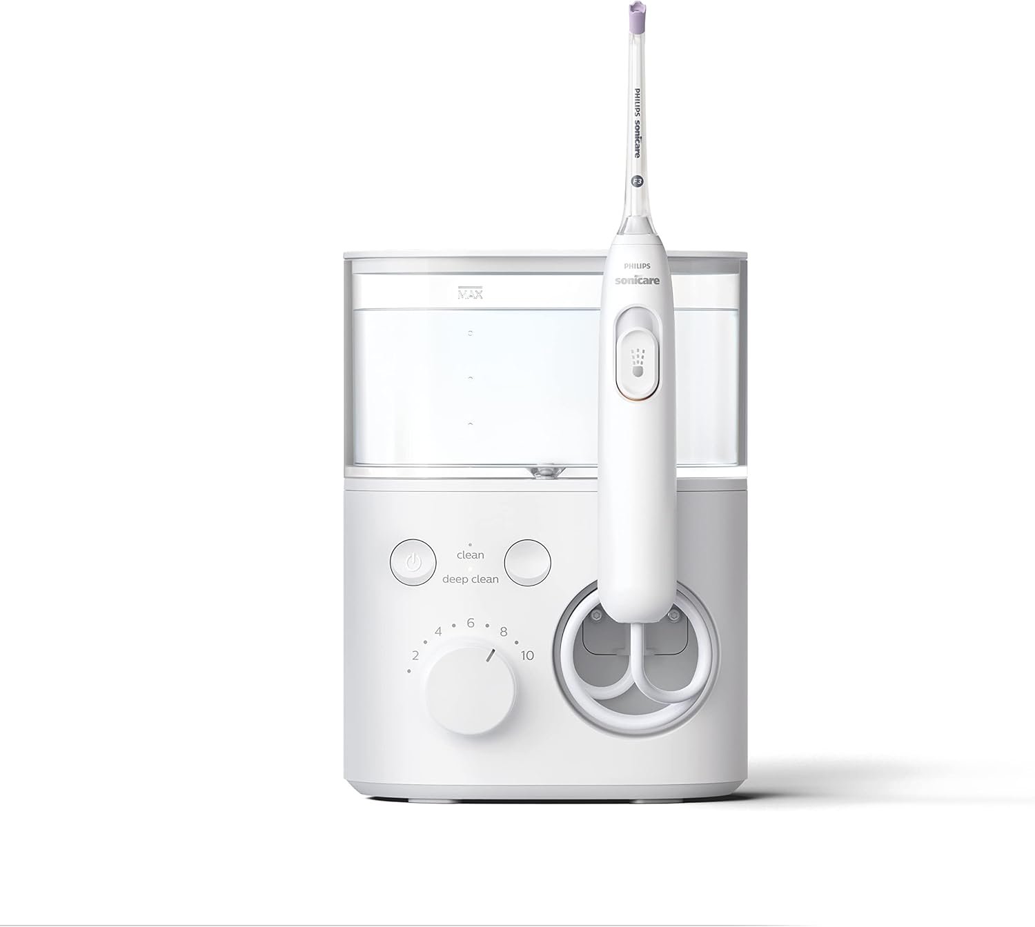 Philips Sonicare Countertop Power Flosser 3000, 2 Nozzles, White | 99% Plaque Removal Below Gumline*, Quad Stream Technology, 2 Modes & 10 Intensities, 550ml Reservoir, HX3711/20