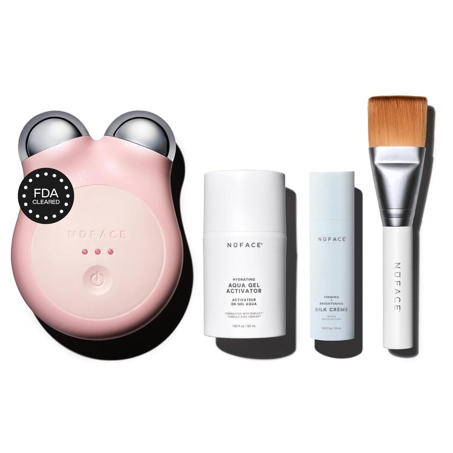 NUFACE MINI+ Facial Sculpting Tool – Microcurrent Face Massager Device for Skin Tightening, Contouring, Depuffing & Toning Cheeks, Neck & Jawline + Lymphatic Drainage & Activator Gel, Sandy Rose