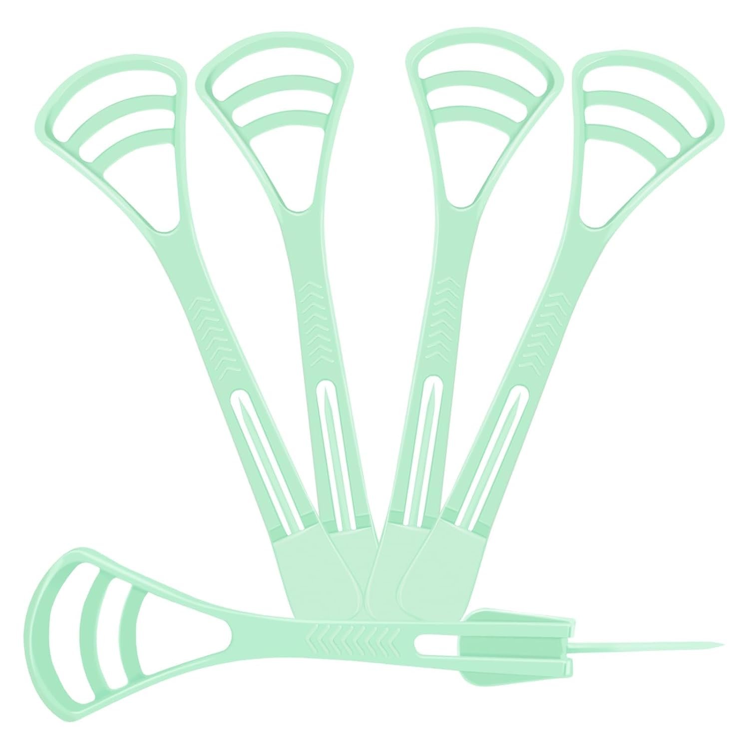 100 Counts Disposable Tongue Scraper with Dental Picks | BPA Free Tongue Cleaner Scrapers, Reduce Bad Breath and Fresh Breath