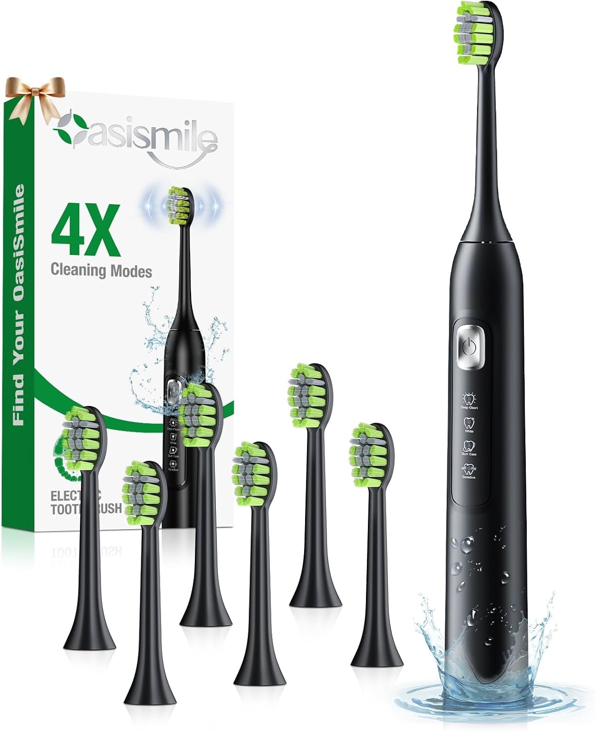 OasiSmile Sonic Electric Toothbrush for Adults, 42000 VPM Rechargeable Toothbrush for Sensitive Teeth & Daily Oral Care, 120-Day Runtime, 4 Cleaning Modes & 6 Brush Heads, Smart Timer for Home Travel