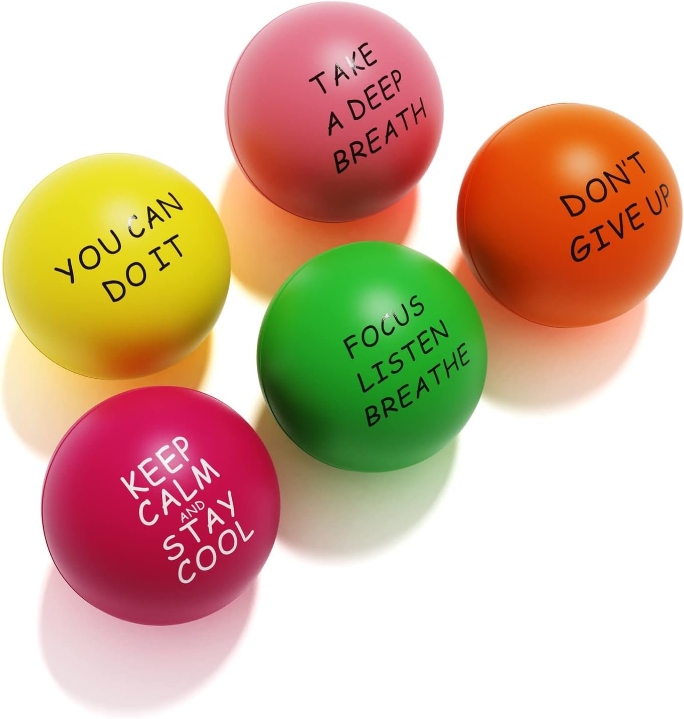Lumarice Stress Balls (5 Pack) for Kids and Adults – Stress Relief Balls with Motivational Quetos – Hand Exercise Balls to Relieve Anxiety and Stress