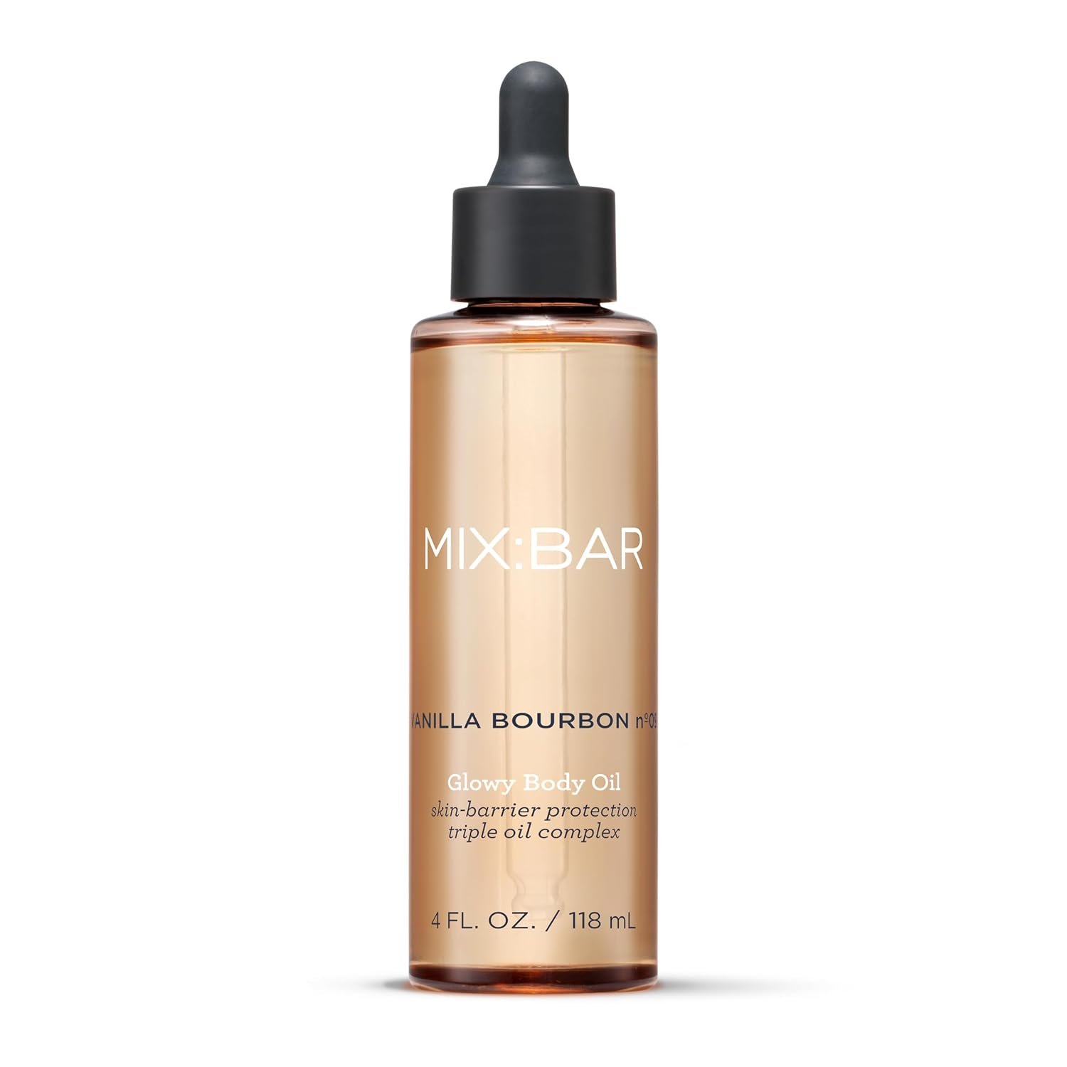 MIX:BAR Vanilla Bourbon Glowy Body Oil for Women, Soothe, Soften & Smooth Dry Skin, with Jojoba & Avocado Oil, Paraben Free, Vegan, 4oz