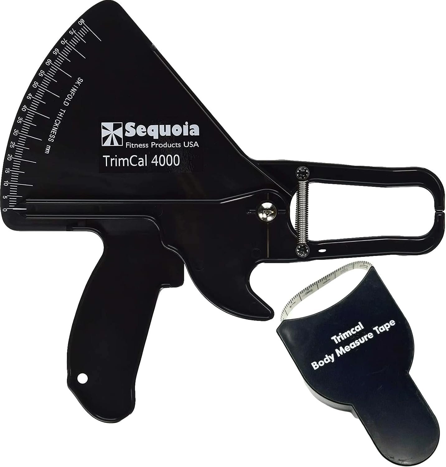 Sequoia Fitness Trimcal 4000 Body Fat Caliper with Body Measure Tape & Fat% Chart (Black & Black)