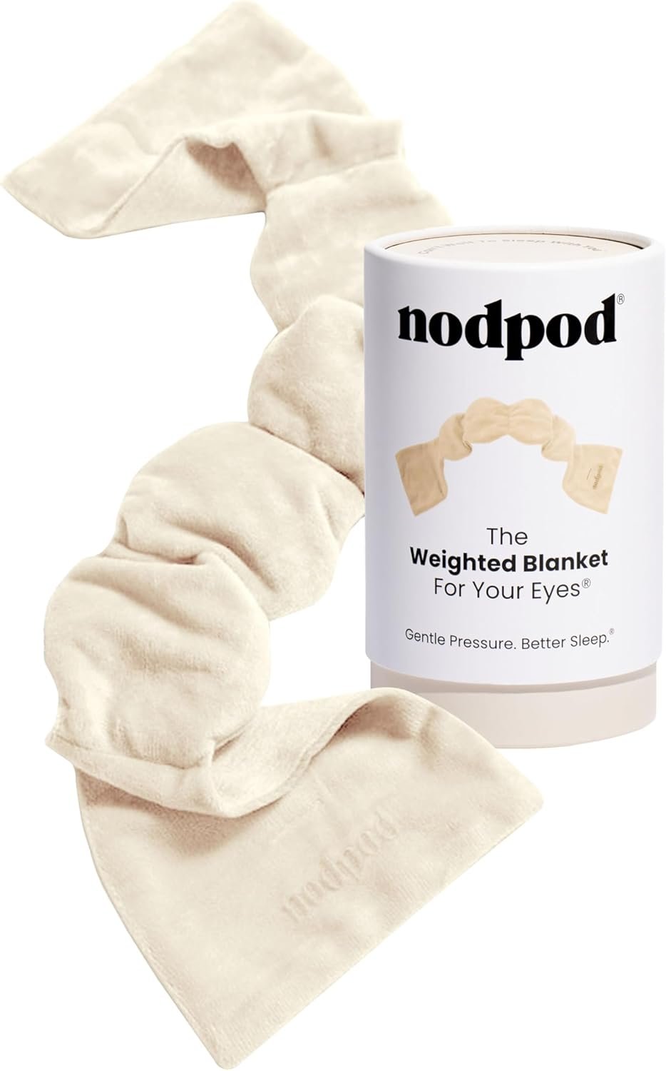 nodpod Patented Gentle Pressure Sleep Mask, Weighted Eye Mask | Patented Light Blocking Design for Sleeping, Travel & Relaxation, Bead Filled, Machine Washable, BPA-Free, Bone
