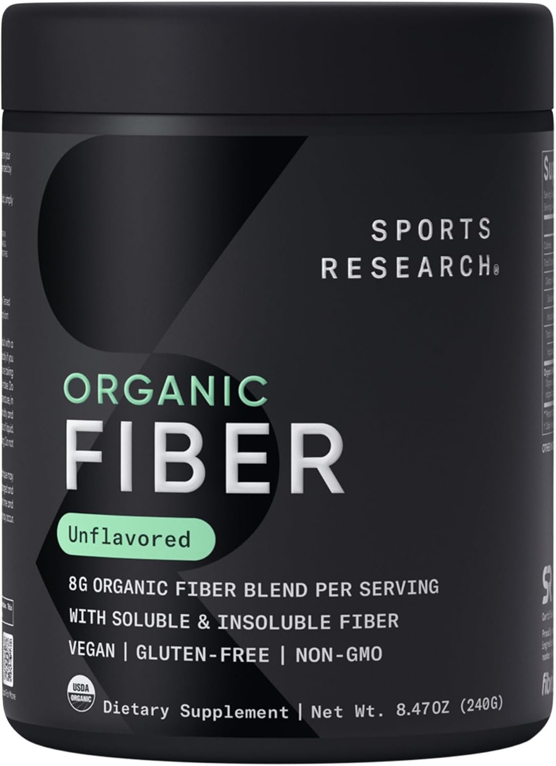 Sports Research® Organic Fiber Powder, 30 Servings | Psyllium Husk & Prebiotic Agave Inulin w/Soluble & Insoluble Fiber | Helps Maintain Regularity | Non-GMO, Vegan, Gluten-Free
