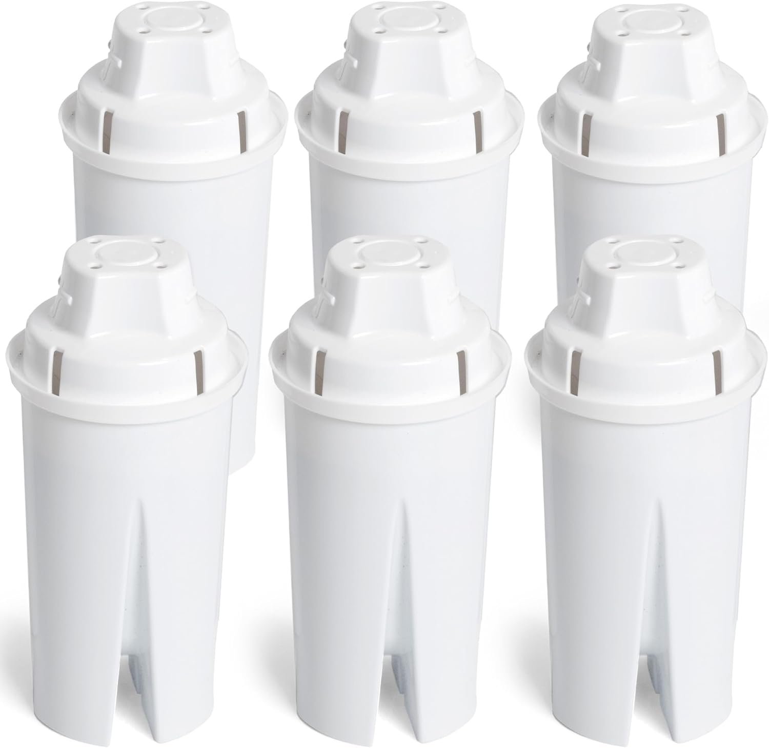 Amazon Basics Enhanced Water Filters for Pitcher, Brita Compatible, 6-Pack | Water filter cartridge, water pitcher filters reduce 9 contaminants, 6-Month Filter, WQA & NSF Certified, BPA-Free