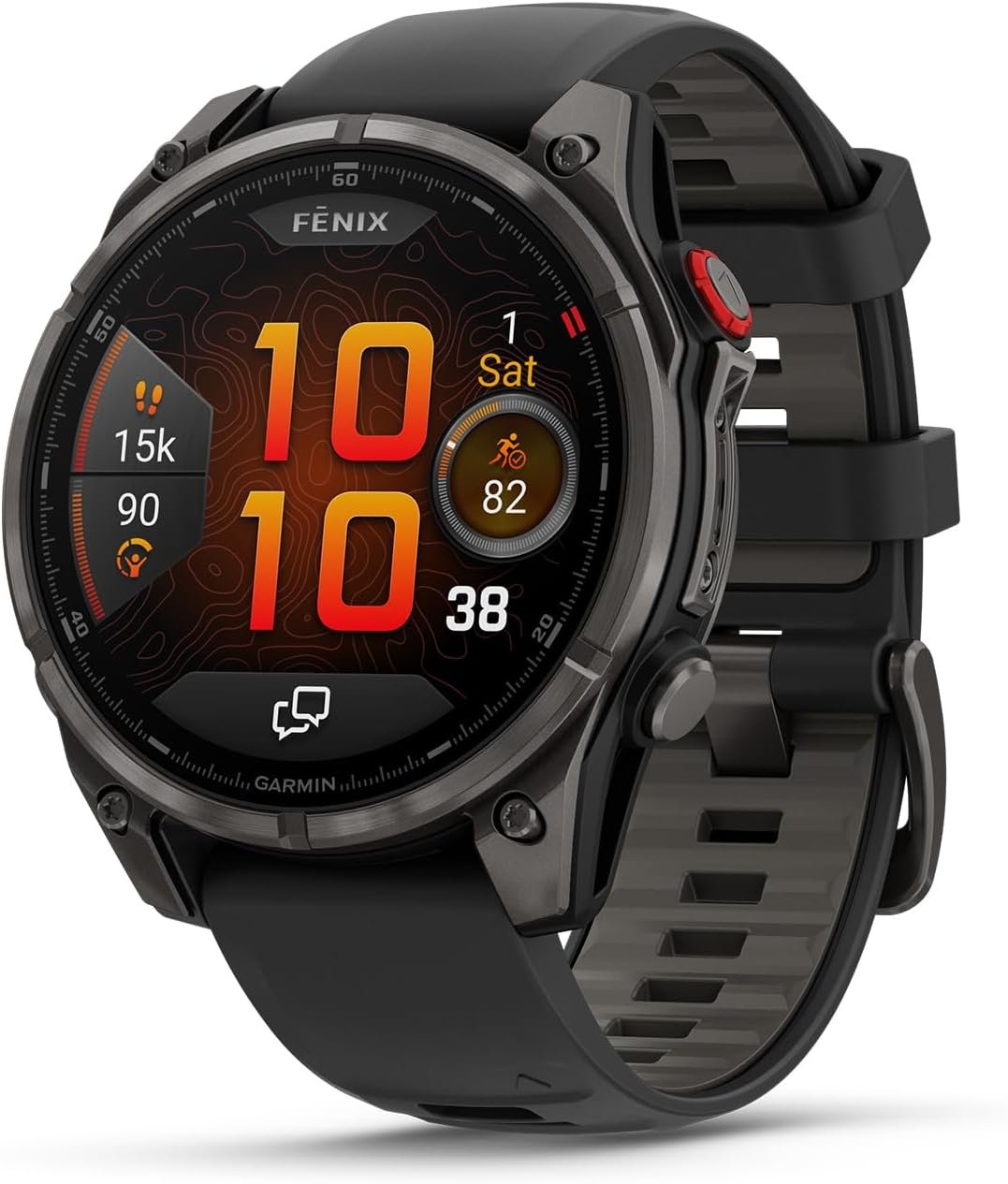 Garmin fēnix® 8 Pro, 51mm, Sapphire, DLC Titanium, Black/Pebble Gray | Premium Multisport Smartwatch, inReach® Technology, AMOLED Display, Built-In Flashlight, Dive-Rated, Built-In Speakers & Mic
