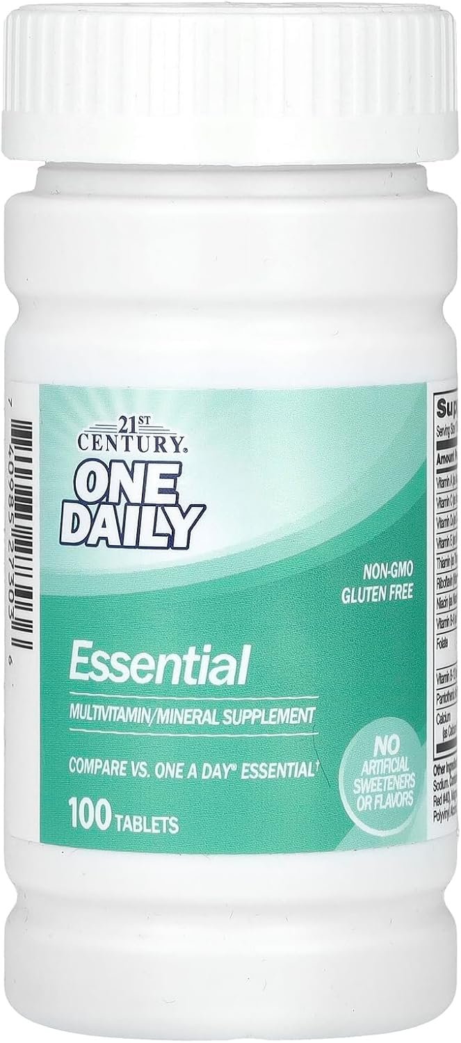 21st Century One Daily Essential Multivitamin Multimineral, 100 Tablets | Complete Once-Daily Multivitamin & Multimineral, Compare VS. One A Day® Essential, Adults, Comparable to the Leading Brand