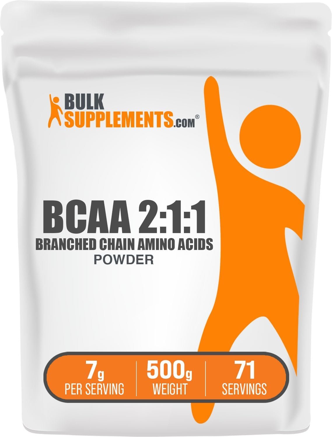 BulkSupplements.com BCAA 2:1:1 Powder – Branched Chain Amino Acids, BCAAs Amino Acids Powder – Unflavored & Gluten Free, 1g per Serving, 500g (1.1 lbs) (Pack of 1)