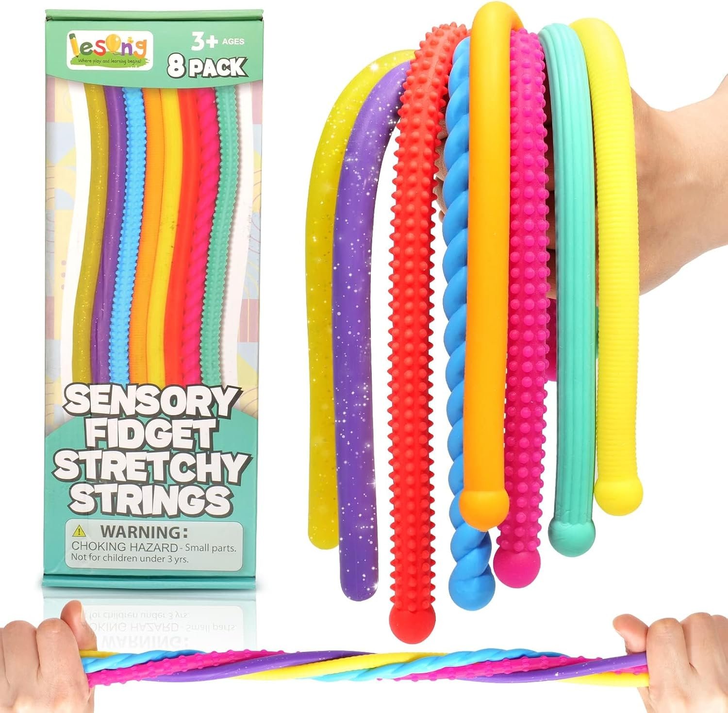 Sensory Autism Toys for Kids – Textured Stretchy Fidget Toys for Stress – Sensory Toys Special Needs for Autistic Toddlers Boys Girls Stocking Stuffers Gifts, Treasure Prizes Classroom – 8 Pack