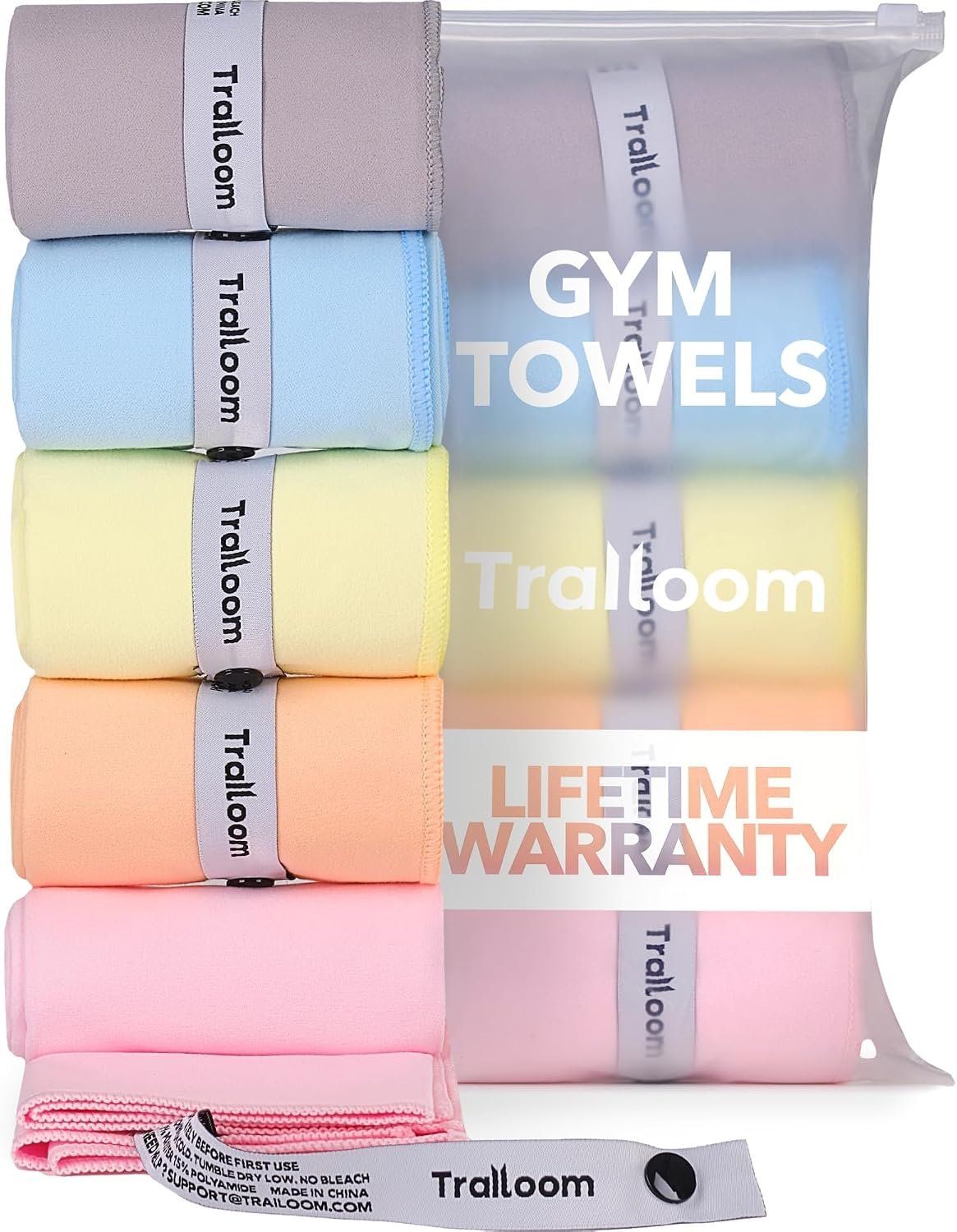 Microfiber Gym Towels, Quick Dry, Highly Absorbing, Odor-Free | Men & Women – Workout Sweat Sports Towel for Hot Yoga, Tennis, Running, Exercise, Working Out, Camping, Set of 5