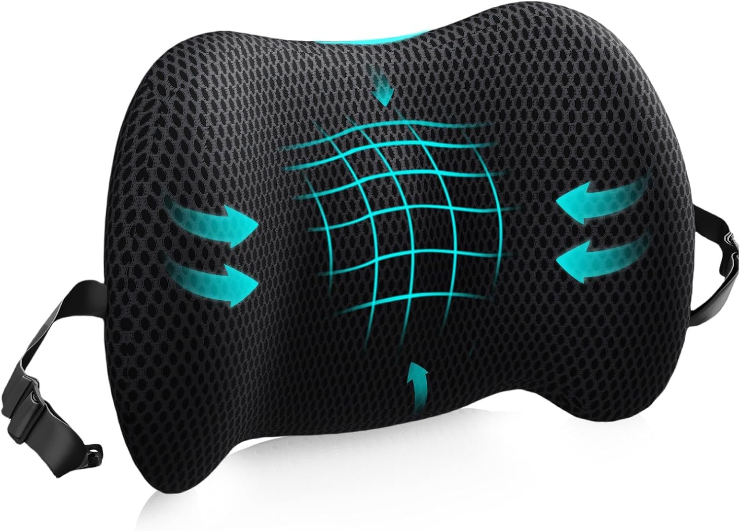 Lumbar Support Pillow for Office Chair, Memory Foam Car Back Cushion | Lumbar Pillow Lower Back with 4d Mesh Cover Adjustable Straps, Ergonomic Chair Back Pillow for Office, Car, Gaming Chairs