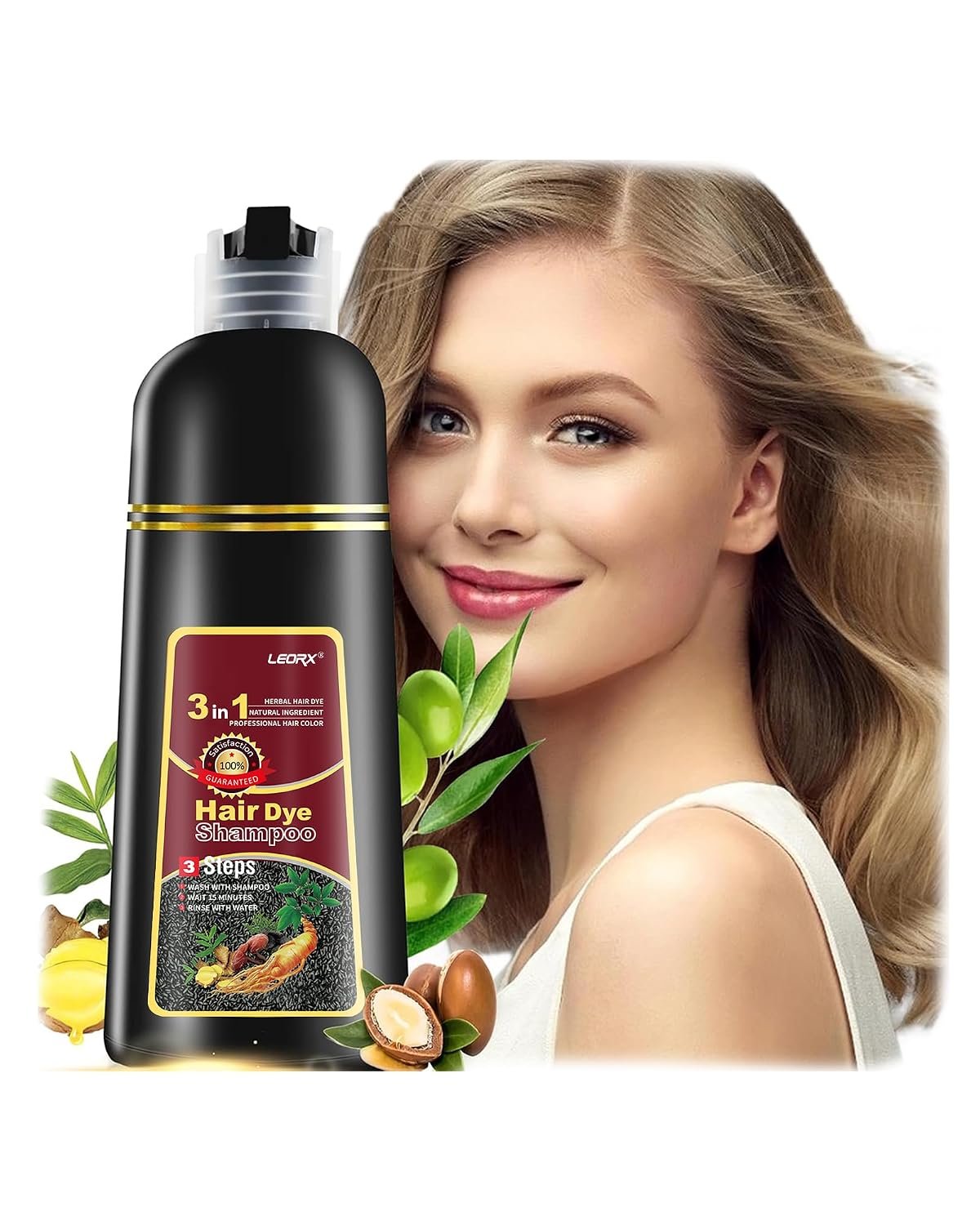 leorx Chestnut Brown Hair Dye Shampoo, 3 In 1 Color Shampoo Instant Herbal Coloring Shampoo Refresh Hair For Women&Men – Tintes Para El Cabello Profesional – Easy to Use at Home