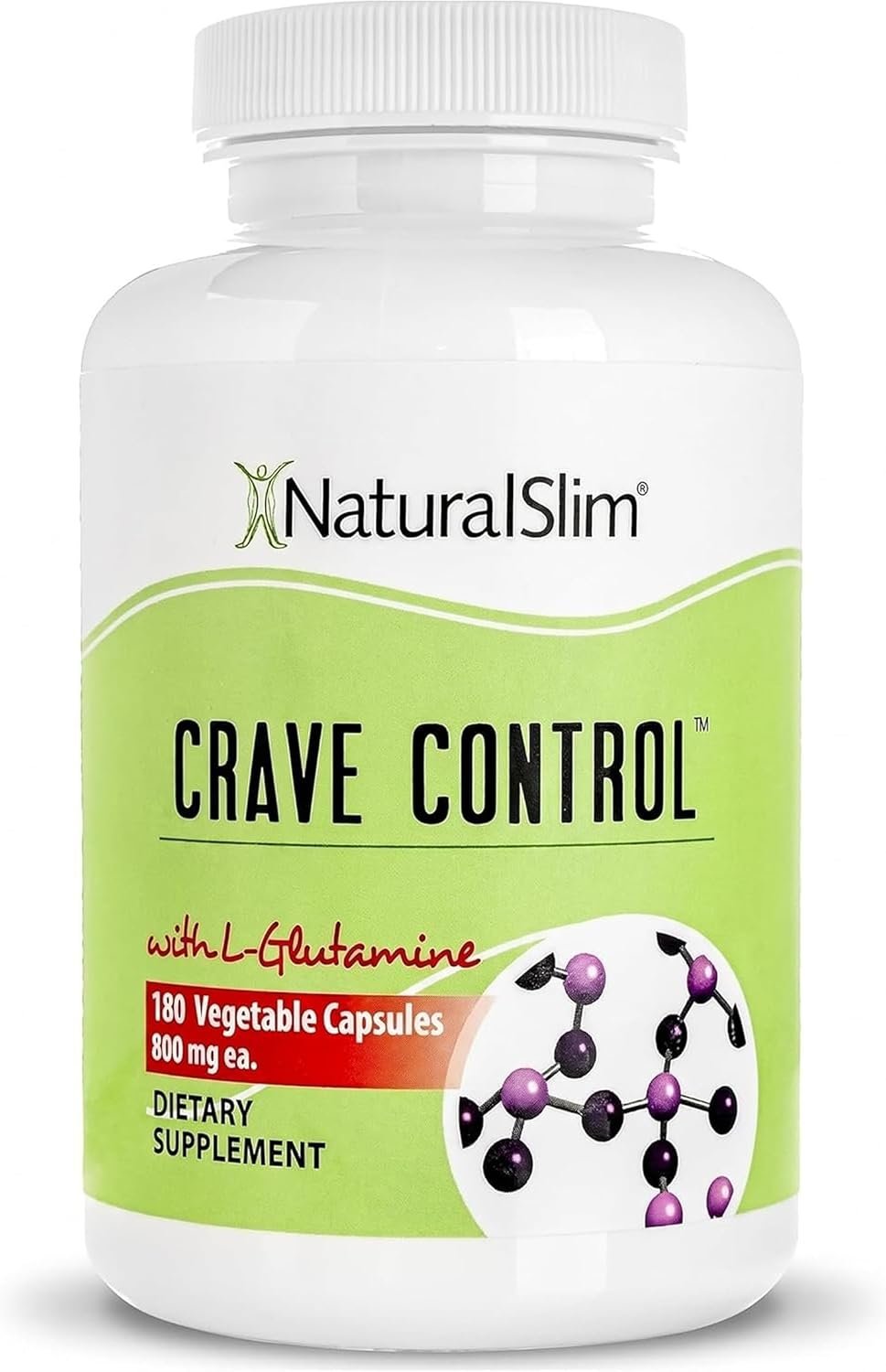 NaturalSlim Crave Control, Appetite Suppressant, 180 Vegetable Capsules | Craving Blocker for Sugar and Refined Carbs with L Glutamine and Thiamine B1 Supplement