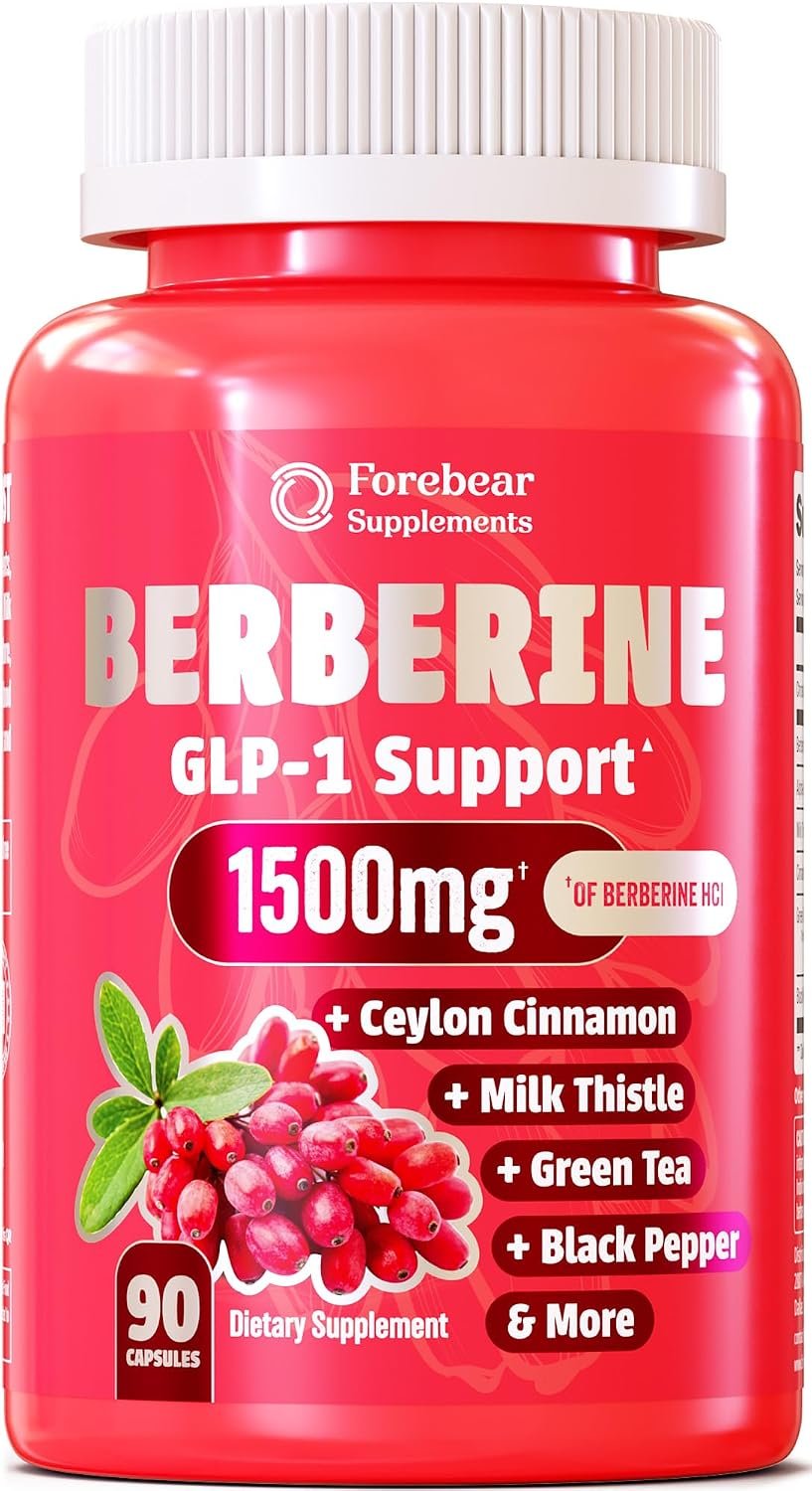 Berberine 1500mg GLP-1 Weight Loss Supplement Pills for Women & Men | Appetite Suppressant | Ceylon Cinnamon, Milk Thistle, Chromium Picolinate, Green Tea & Alpha Lipoic Acid – 90 Veggie Capsules