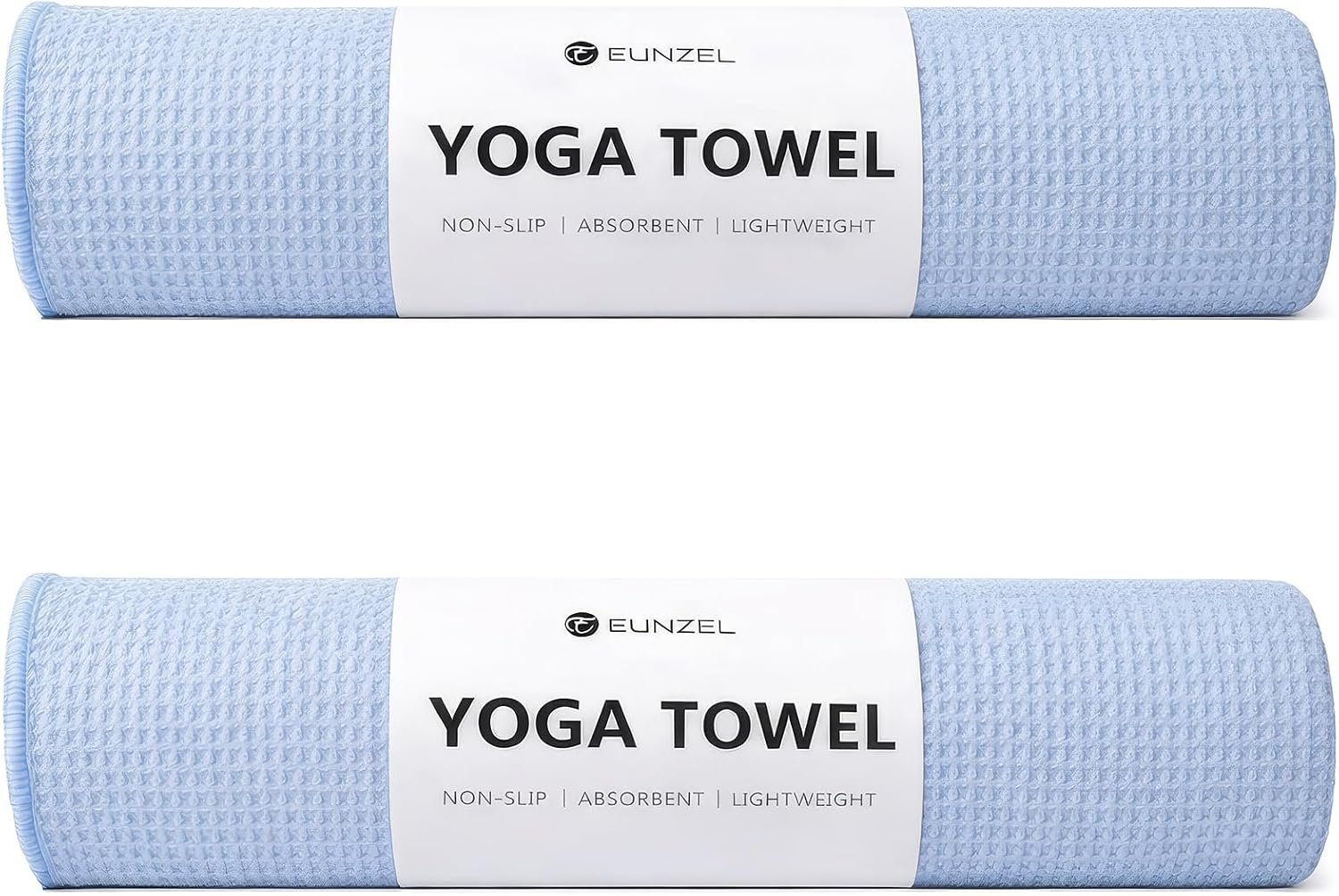 Eunzel 2 Pack Hot Yoga Towel, Non-Slip Yoga Mat Towel with Grip Dots Stickyfiber Sweat Absorbent Towel for Hot Yoga, Pilates and Workout 72″ x 24″, Blue