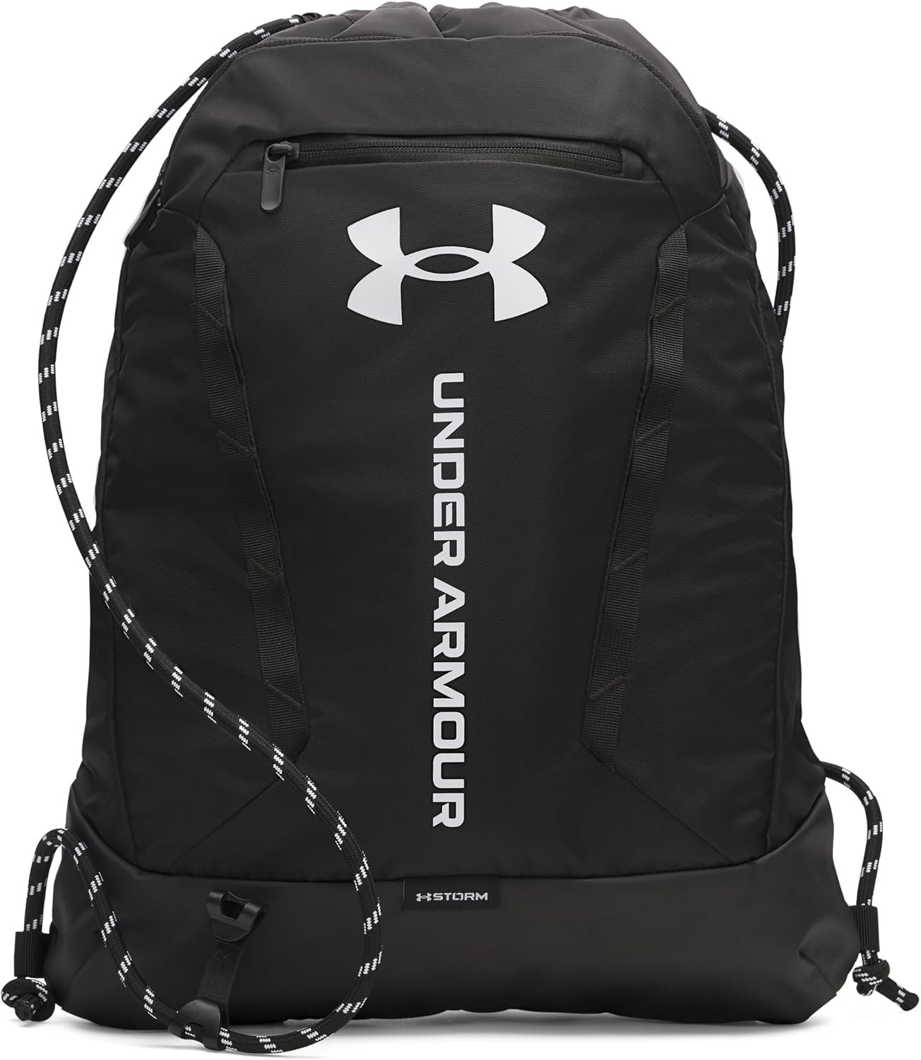 Under Armour Unisex Hustle Sackpack, (001) Black/Black/White, One Size Fits Most