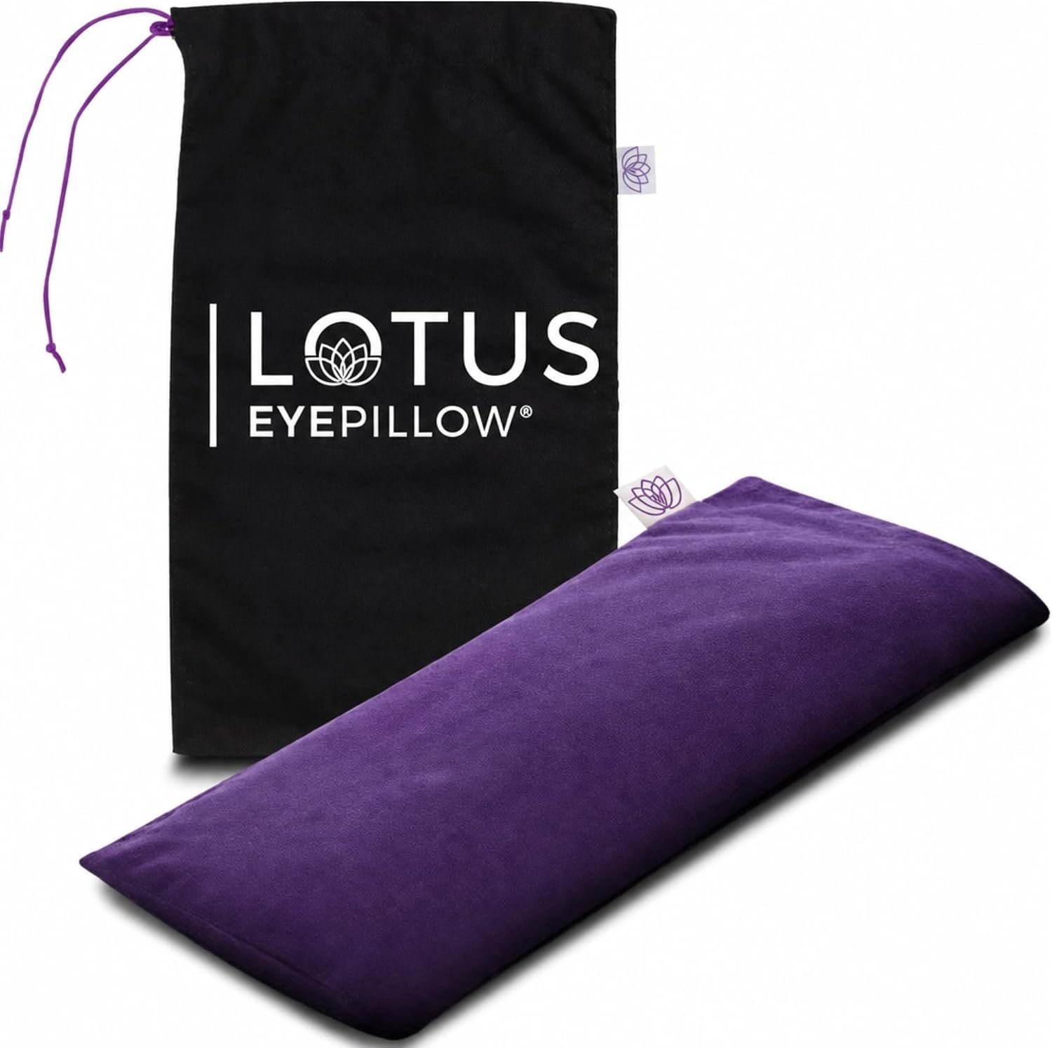 Lotus Lavender Eye Pillow – Weighted Mask for Yoga & Sleep | NOLAVA Sleep & Wellbeing App included; warm or cool headache relief; organic cotton, lavender-flaxseed fill.