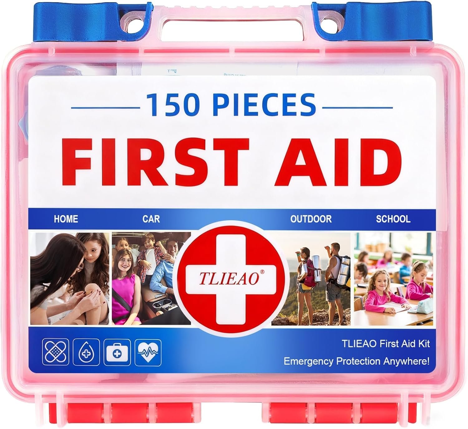 Mini First Aid Kit – 150 Pieces, All-Purpose Portable | Emergency Medical Kit for Home, Car, Travel, Camping, Truck, Hiking, Sports, Office, Vehicle & Outdoor Emergencies