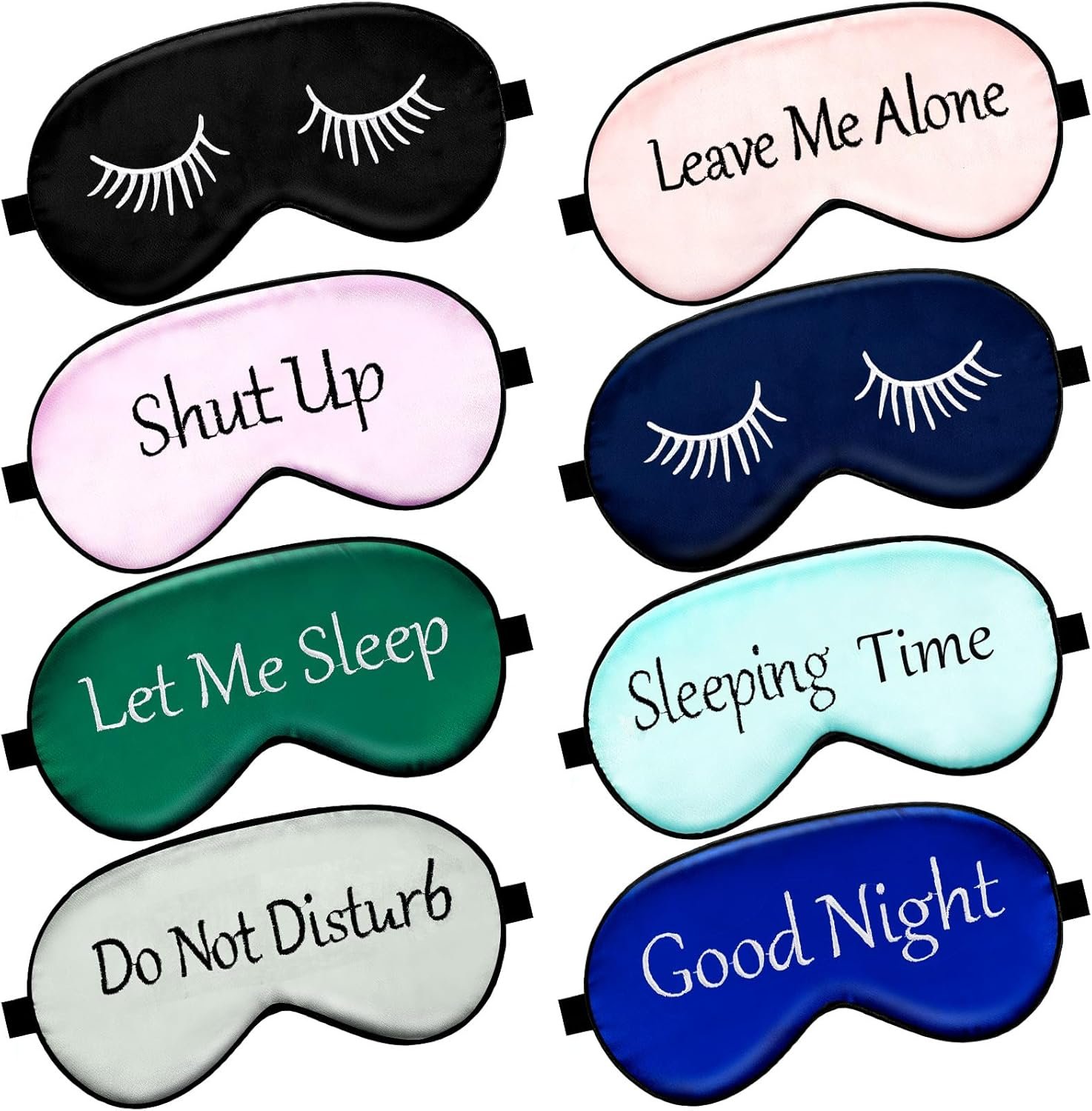 Geyoga 8 Pack Silk Funny Sleep Masks for Women Silky Eye Mask with Adjustable Strap Soft Cute Blackout Blindfold Eye Cover for Women Men Full Night’s Sleep, Travel, Nap, Meditation(Retro Colors)