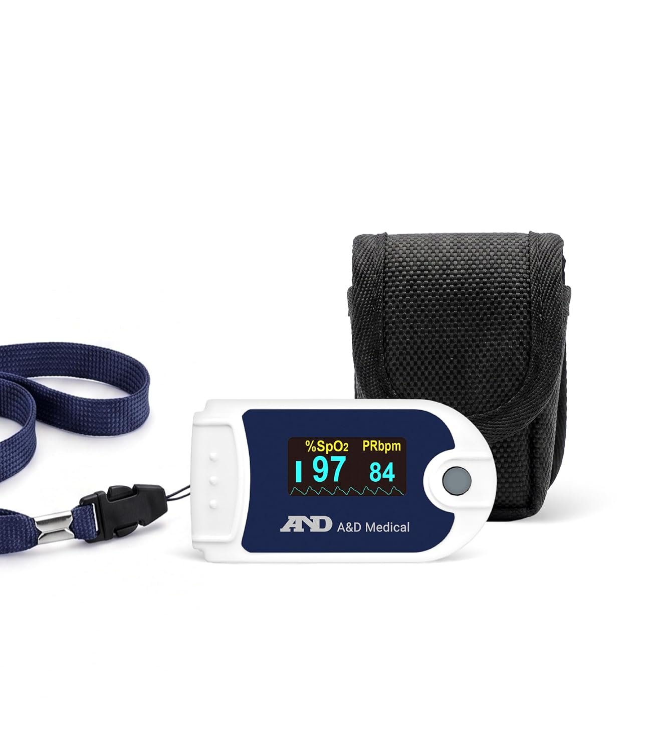 A&D Medical UP-200 Fingertip Pulse Oximeter Sports SpO2 & Pulse | For Athletic & General Wellness Use. Tracks O2, SpO2, Pulse. Includes case, lanyard, & AAA Batteries Included