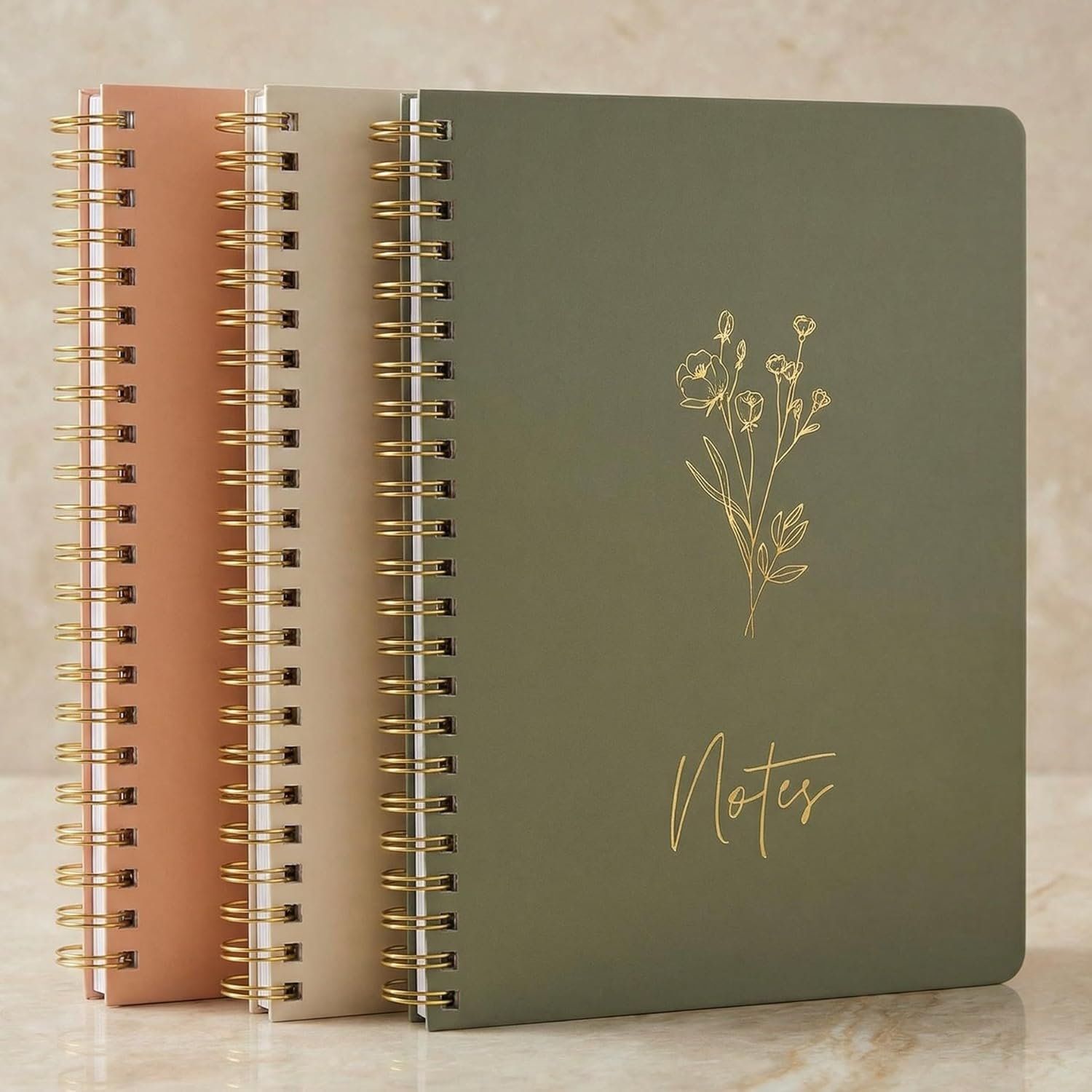 Aesthetic Spiral Notebook Set of 3 For Women – Cute College Ruled Journals | 8×6 Journal Notebook with Large Pockets and Lined Pages – Perfect Supplies to Stay Organized at Work or School