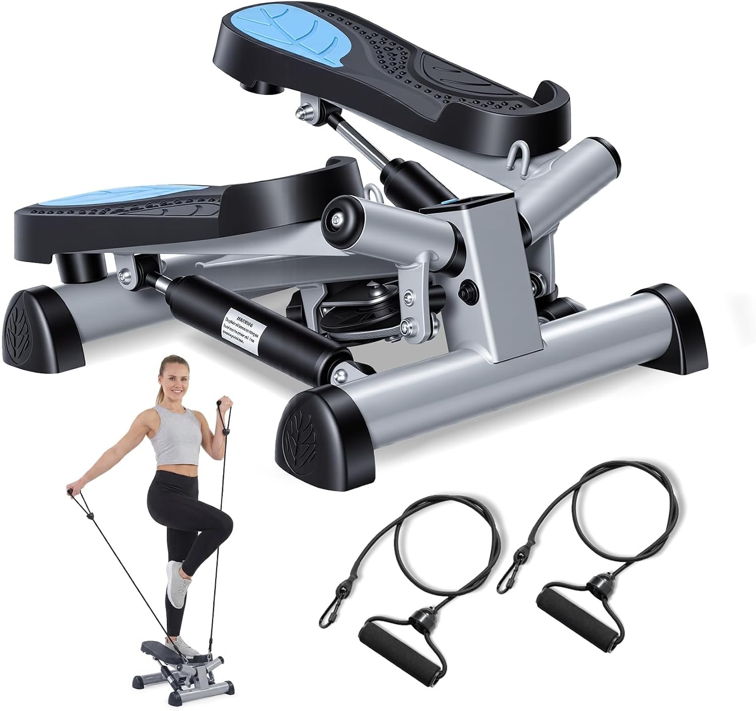 Efitment Mini Stepper for Exercise at Home, Twist Stair Stepper with Resistance Bands, LCD Monitor, Compact Cardio Step Machine for Full Body Workout