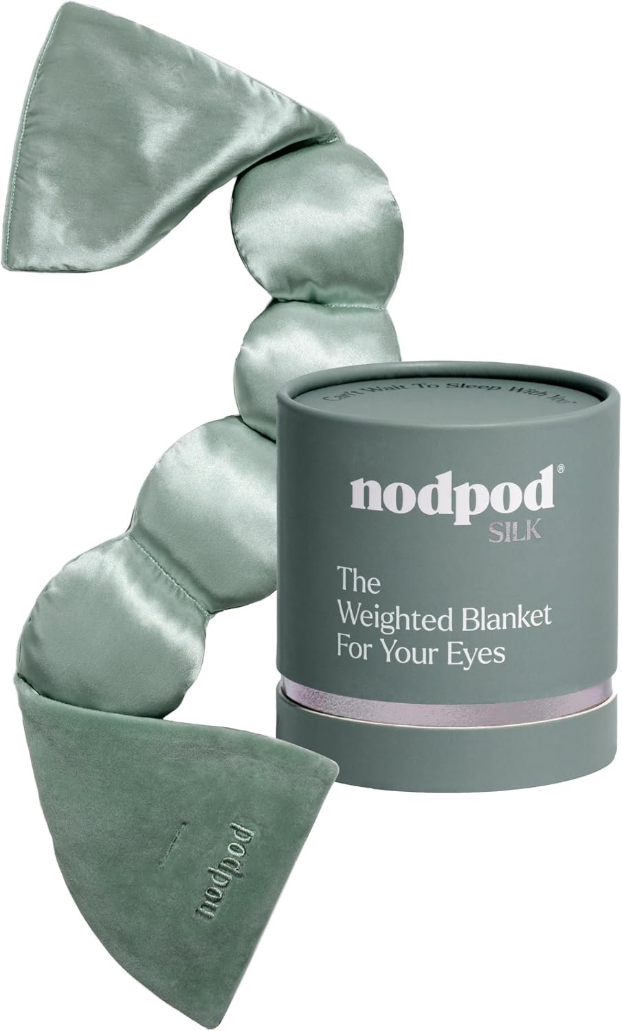 nodpod Mineralized Silk Gentle Pressure Sleep Mask, Weighted Eye Mask | Patented Light Blocking Design for Sleeping, Travel & Relaxation, Bead Filled, Machine Washable, BPA-Free, Willow