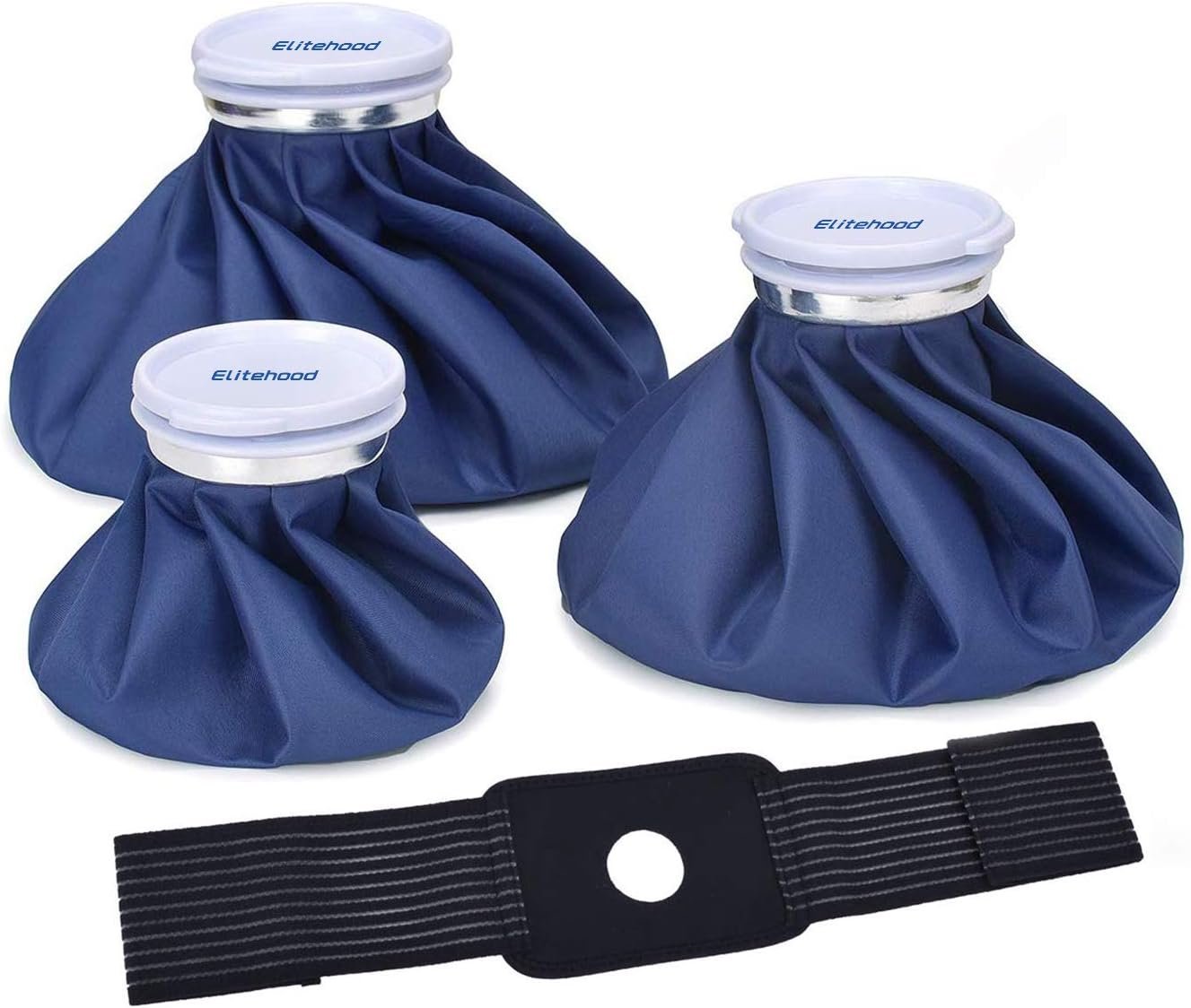 elitehood Reusable Ice Bags for Injuries, Refillable Ice Pack Hot Water Bag | Hot & Cold Therapy and Pain Relief with Elastic Breathable Support Wrap, 3 Sizes (6″/9″/11″), (for Hot Therapy is 50-60℃)