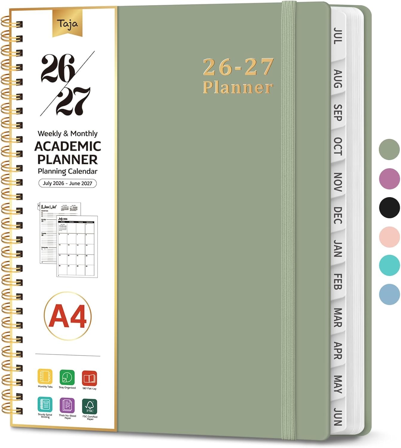 Planner 2026-2027, 8.5″ x 11″ Calendar Planner, Jul 2026-Jun 2027 | A4 Hardcover Weekly & Monthly Academic Year Planner, Large Planning Agenda With Tabs, School & Office Supplies, Green