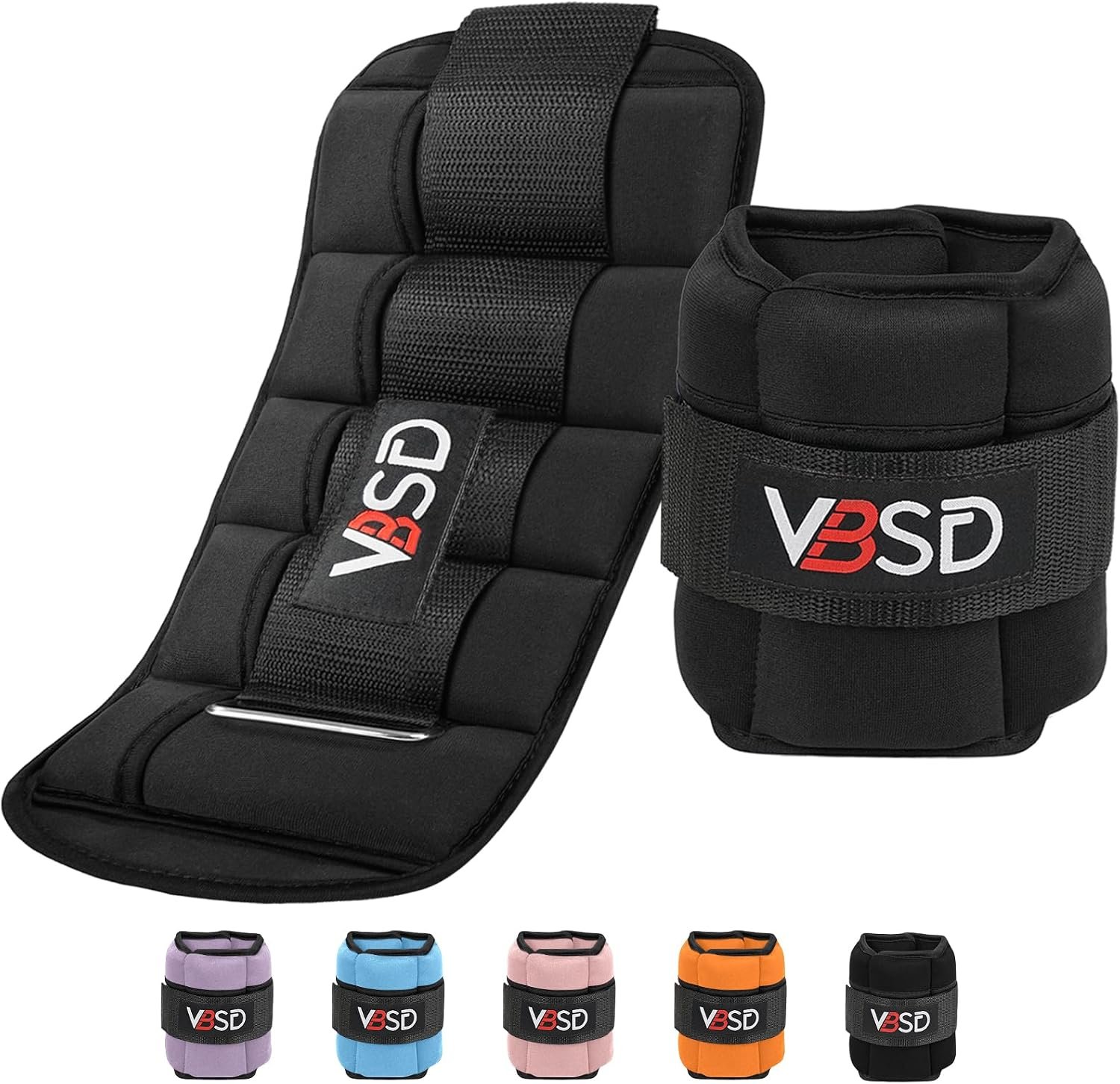VBSD Adjustable Ankle Weights for Men Women, 2 4 6 8 10 lbs 1 Pair Leg Weight Straps, Weighted Ankle Weight Set with Removable Sandbags for Walking Running Yoga Physical Therapy Gym Home Workout