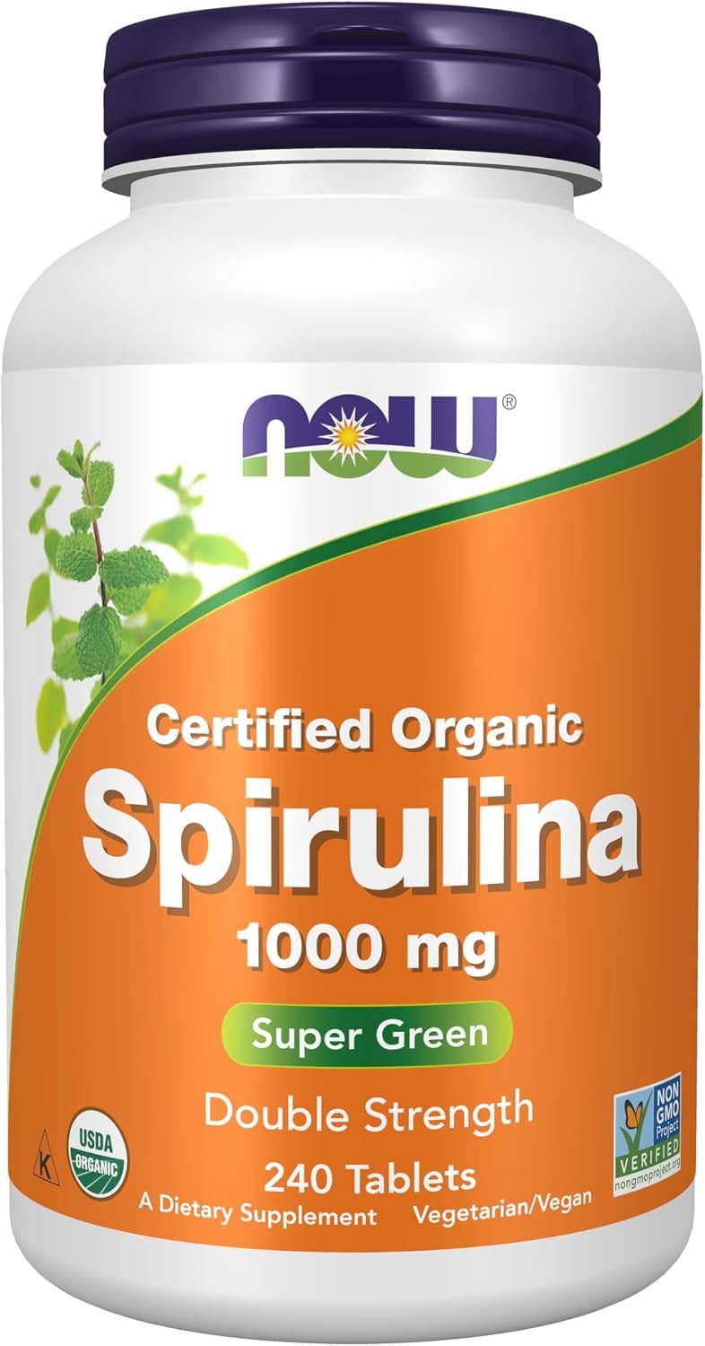 Now Foods Spirulina Double Strength, 1000 mg Organic – 240 Tablets