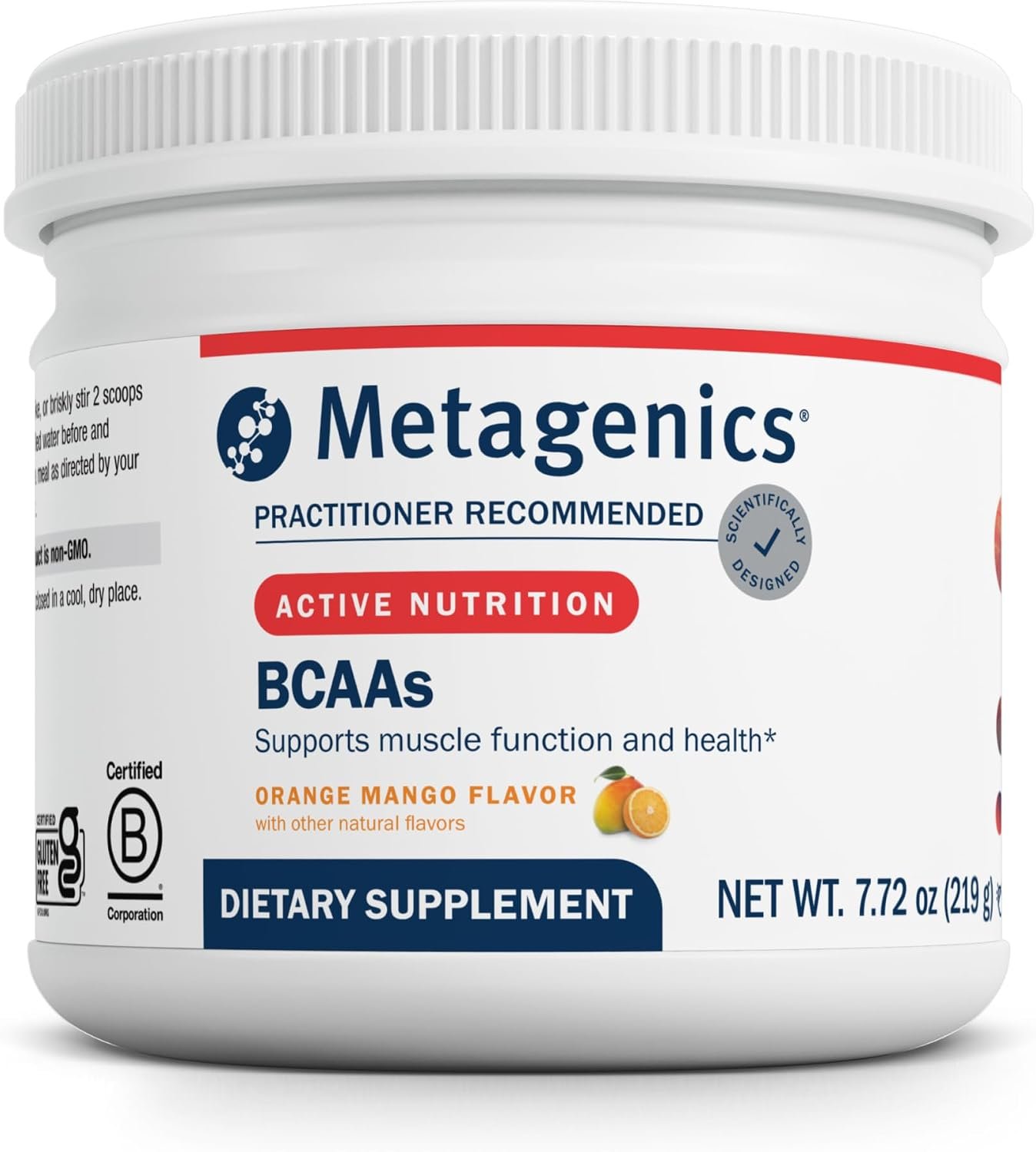 Metagenics BCAAs Powder, Orange Mango Flavor, 7.72 oz (219 g) | Leucine, Isoleucine and Valine, Supports Muscle Recovery and Athletic Performance, Non-GMO, Gluten-Free, Vegetarian