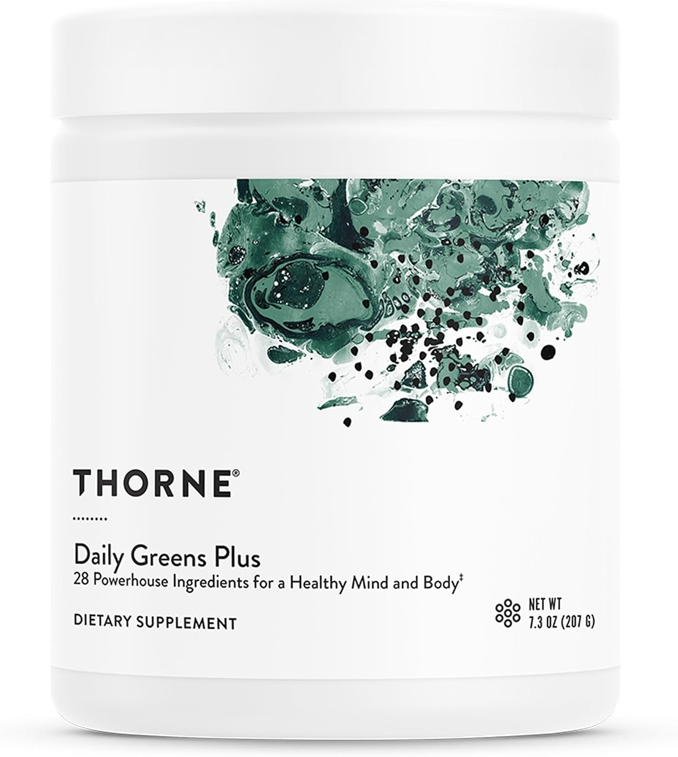 THORNE – Daily Greens Plus – Comprehensive Greens Powder with Matcha, Spirulina, Moringa and Adaptogen, Mushroom and Antioxidant Blends – Refreshing, Mint Flavor 7.3 Oz – 30 Servings