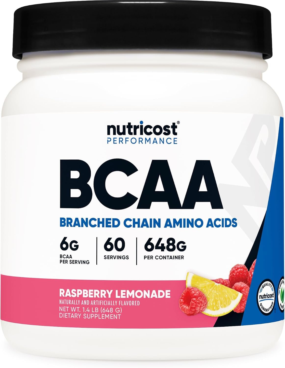 Nutricost BCAA Powder (Raspberry Lemonade) 60 Servings, Optimal 2:1:1 Ratio