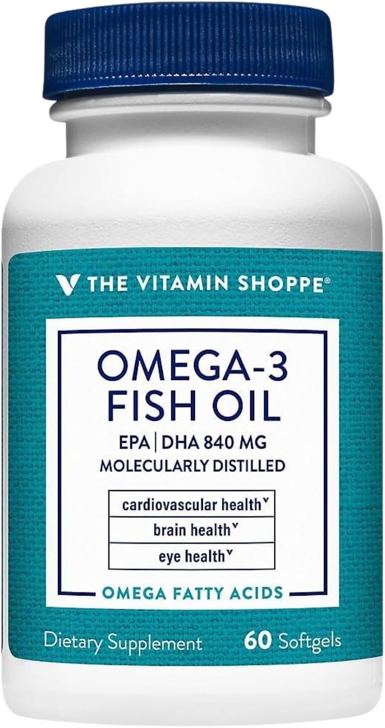 The Vitamin Shoppe Brand Omega 3 Fish Oil 1100 MG, Unflavored, 60 Softgels | EPA & DHA Softgels, Fish Oil Supplement for Men and Women, Gluten Free, Dairy Free, 60 Softgels