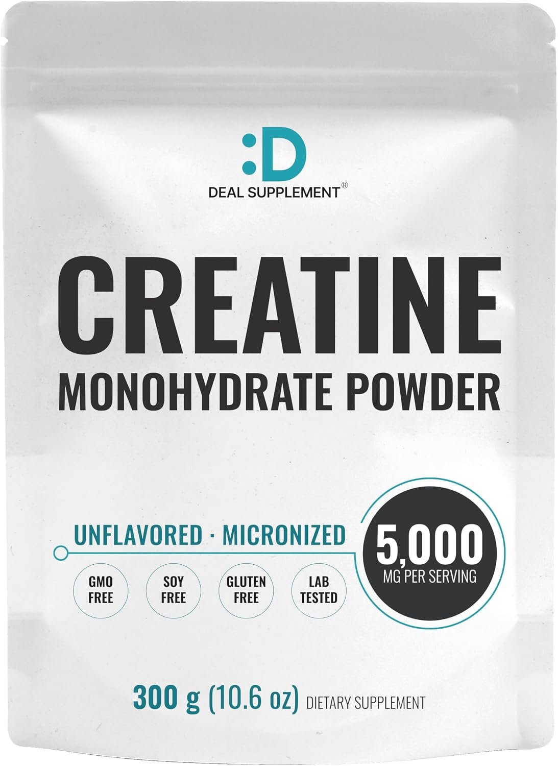 DEAL SUPPLEMENT Instant Creatine Monohydrate Powder, 5g Per Serving – 60 Servings | Micronized, Unflavored, Fast Absorbing Formula | Filler Free, Non-GMO, Keto Friendly, Vegan