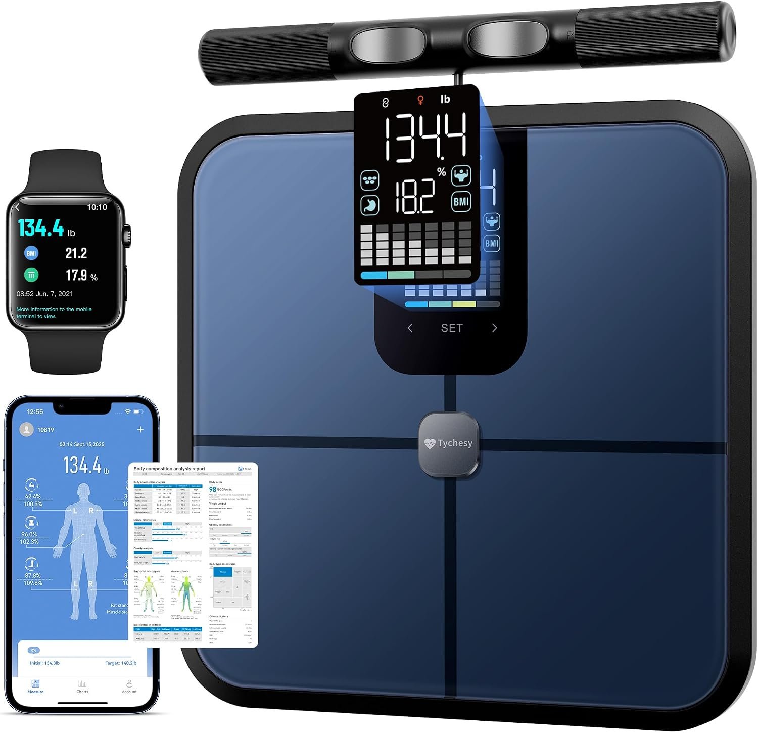 Smart Scale with BMI, Body Fat, Muscle Mass with APP | 8-Electrode, BMI & Muscle Mass Tracking, 29+ Metrics in Fitdays App, 24 User Profiles, Segmental Analysis, DEXA-Comparable