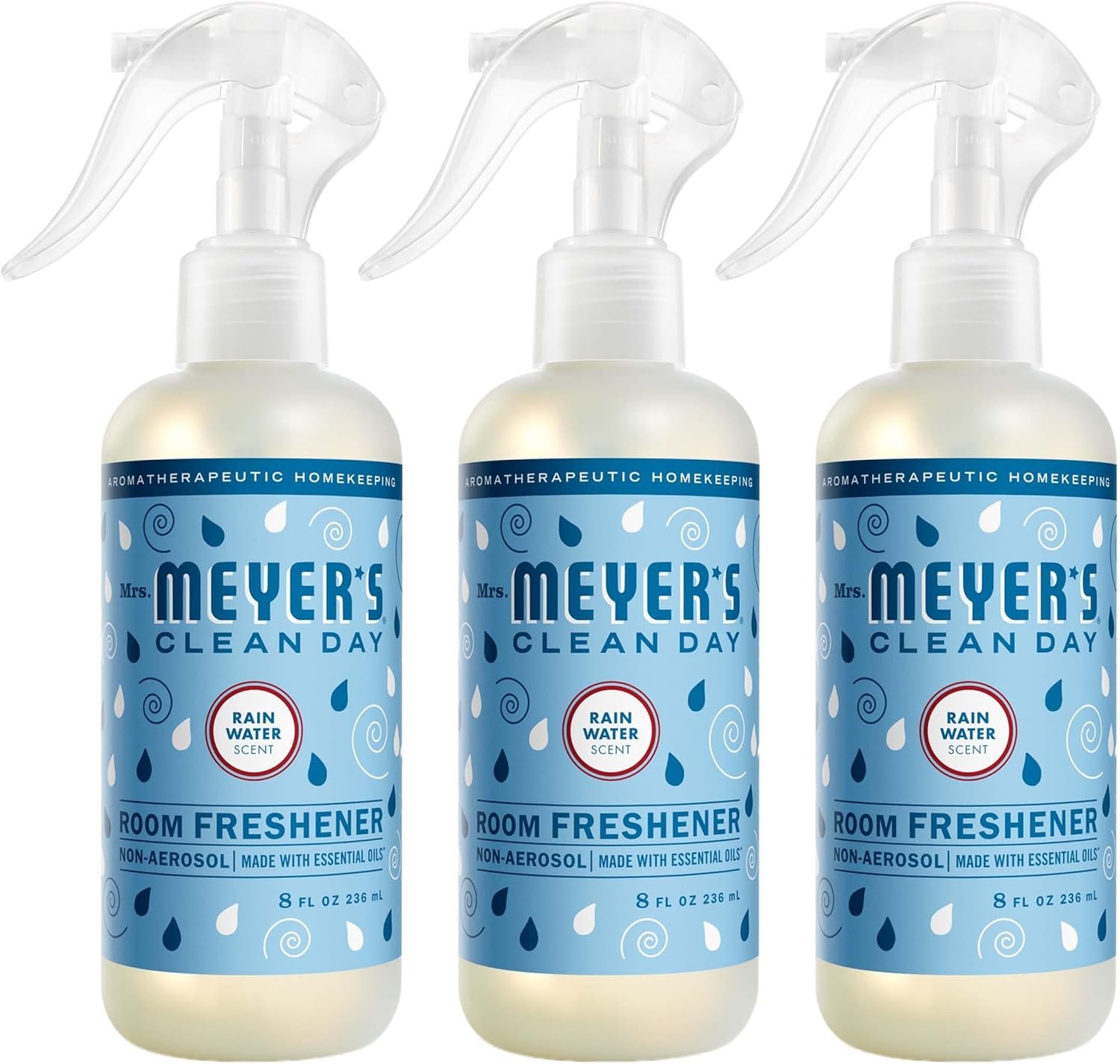 MRS. MEYER’S CLEAN DAY Room Spray, Rain Water Scent, 8 Fl Oz Bottle – 3 Pack | Air Freshener Spray, Adds Instant Scent, Non-Aerosol, Made with Essentail Oils