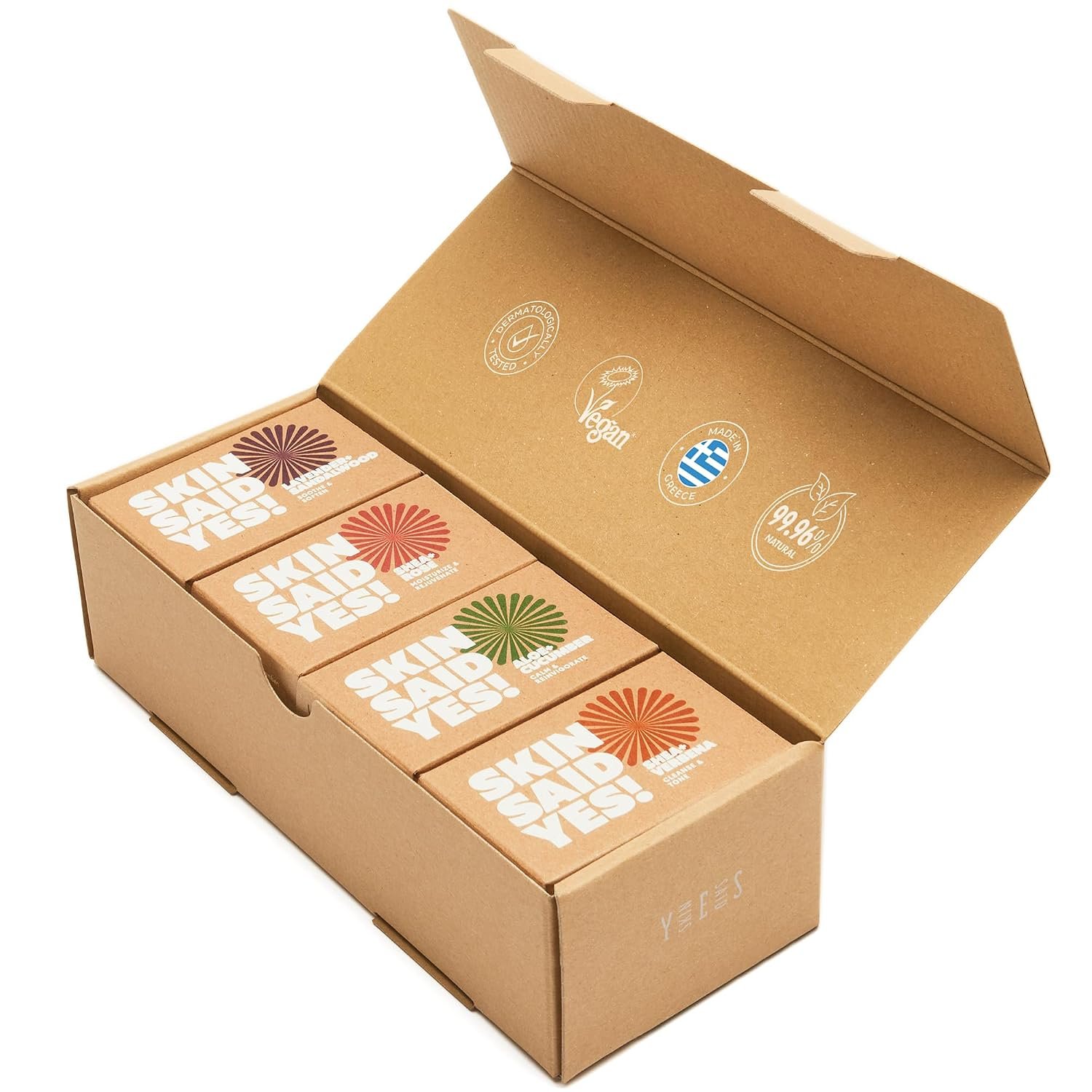 Skin Said Yes Organic Soap Bar (Pack of 8) – Natural Soap Made in Greece | Tripple Milled | Nuorishing Shea Butter, Olive Oil, Lavander and Sandalwood, Aloe Vera & Cucumber Extract
