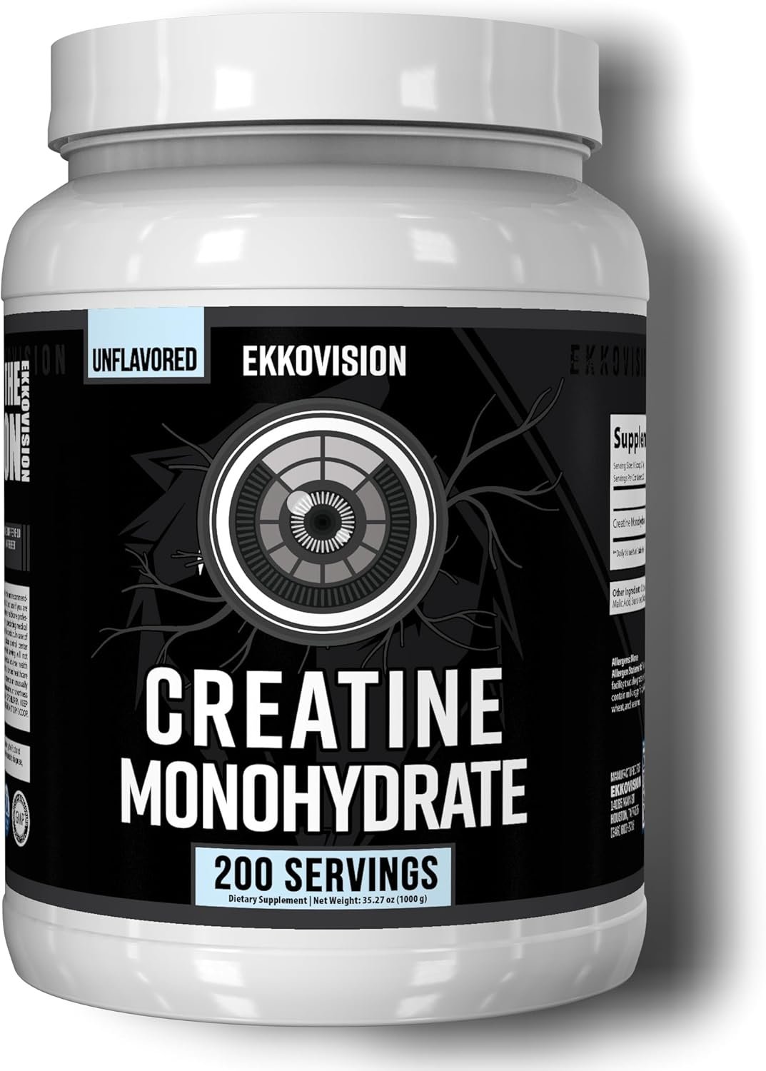 Ekkovision Creatine Monohydrate Powder, Unflavored, 200 Servings | Micronized, Pre & Post Workout Supplement for Men & Women, Energy Support, Easy to Mix in Shakes, Smoothies & Beverages