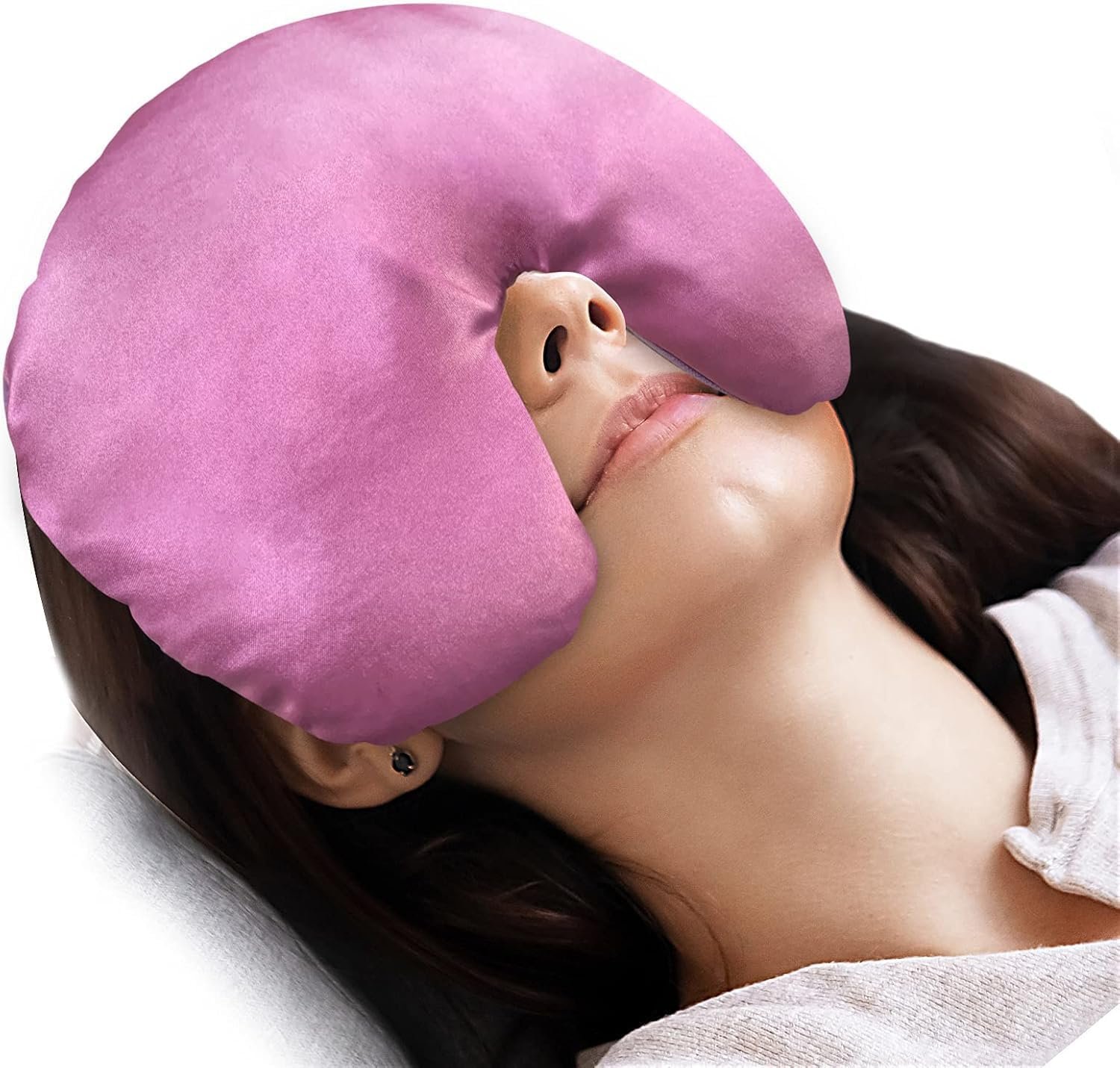Sinus Mask Microwavable, Heated Eye Masks for Dry Eyes, Pink | Sinus Relief Mask, Warm Cold Compress for Face Eye Fatigue, Unscented Flaxseed Moist Heat, Weighted Eye Mask for Sleeping