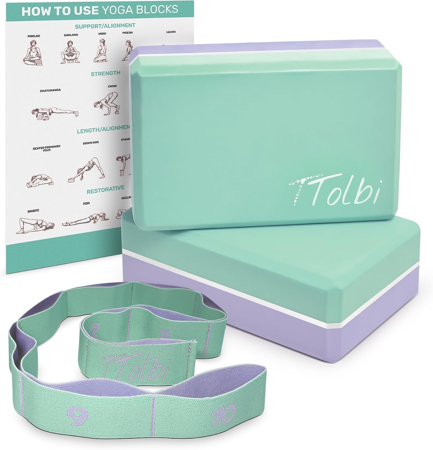 Yoga Blocks 2 Pack with Strap and Guide – Soft Non-Slip EVA Foam Blocks | High-Density Pilates Blocks for Home Workouts, Dance, Ballet, Gymnastics & Stretching Exercise, Dance Accessories and Gifts