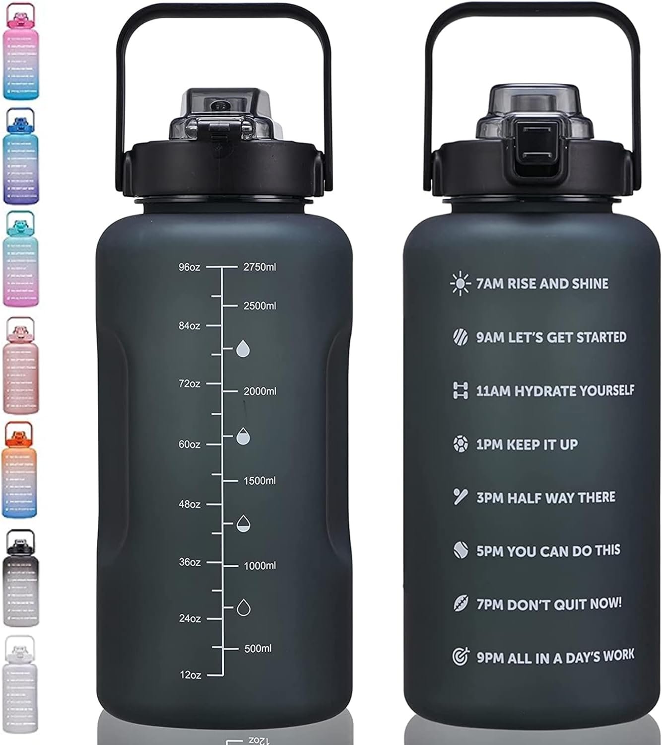ST-YIBEN 64oz,100oz,128oz Large Motivational Water Bottle with Time Marker, Leakproof & BPA Free Half Gallon Big Water Bottle with Straw Handle Tritan Frosted Water Jug for Gym,Fitness,Outdoor Sports