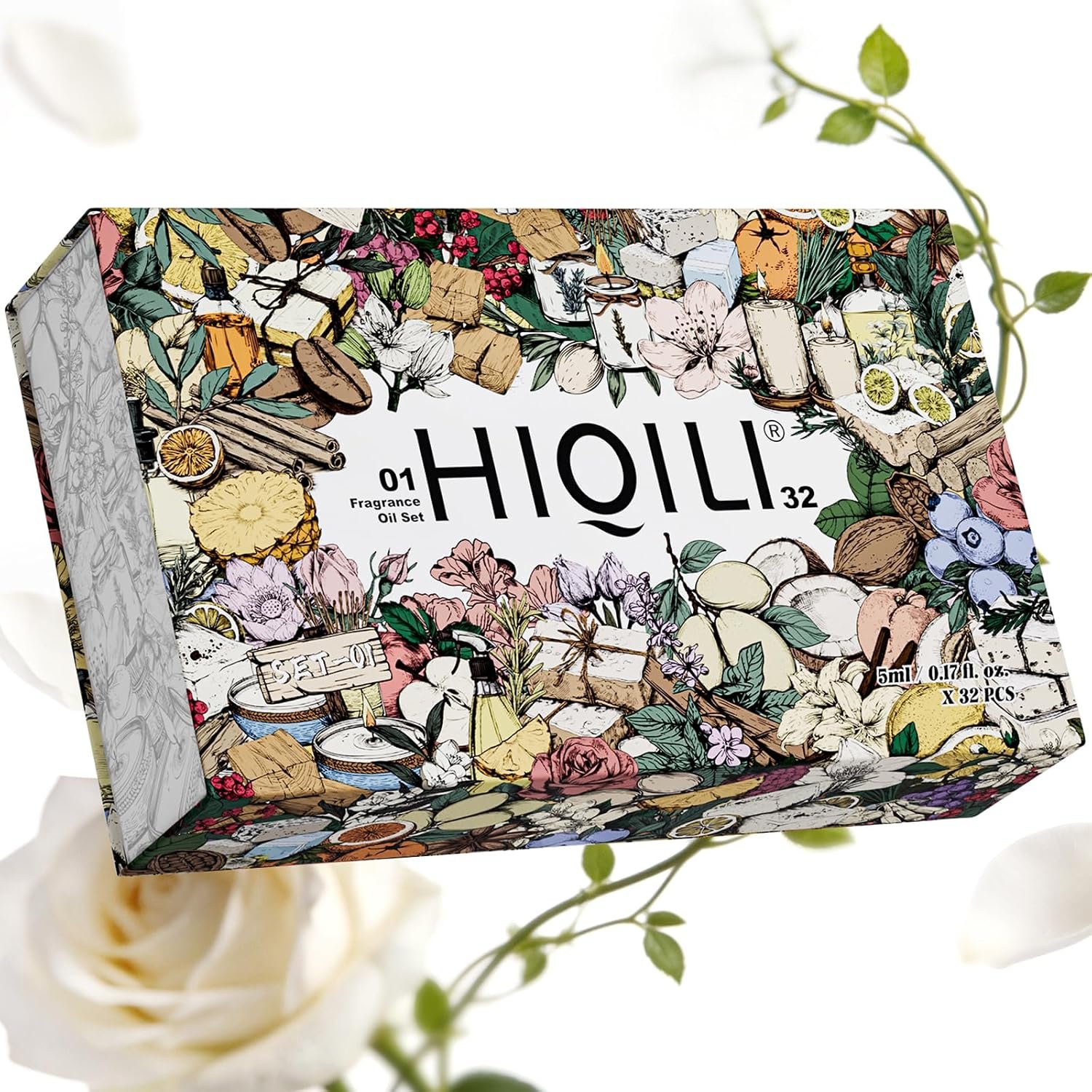HIQILI Discovery Fragrance Oil Gift Set for Diffusers and DIY Crafting | 32 Scents,Fragrance Oil Ideal for Diffusers,Candle & Soap Making, DIY Perfume,Long-Lasting Home Aroma,Tobacco Vanilla