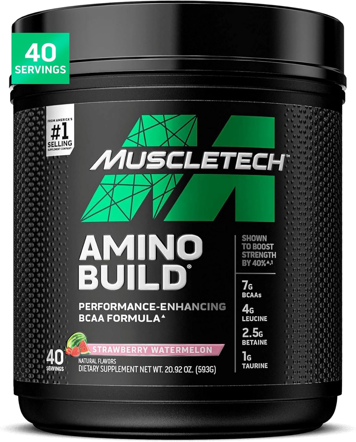 MuscleTech BCAA Amino Acids + Electrolyte Powder, Strawberry Watermelon | 7g of BCAAs + Electrolytes Support – Build Lean Muscle & Boost Endurance – 593 Grams, 40 Servings
