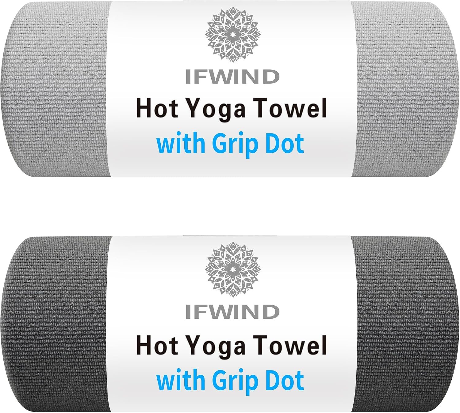 2 Pack Yoga Mat Towels with Grip Dot,Anti-Slip Hot Yoga Towel,Absorbent Microfiber Sweat Mat Cover Towel,Bikram Pilates Fitness